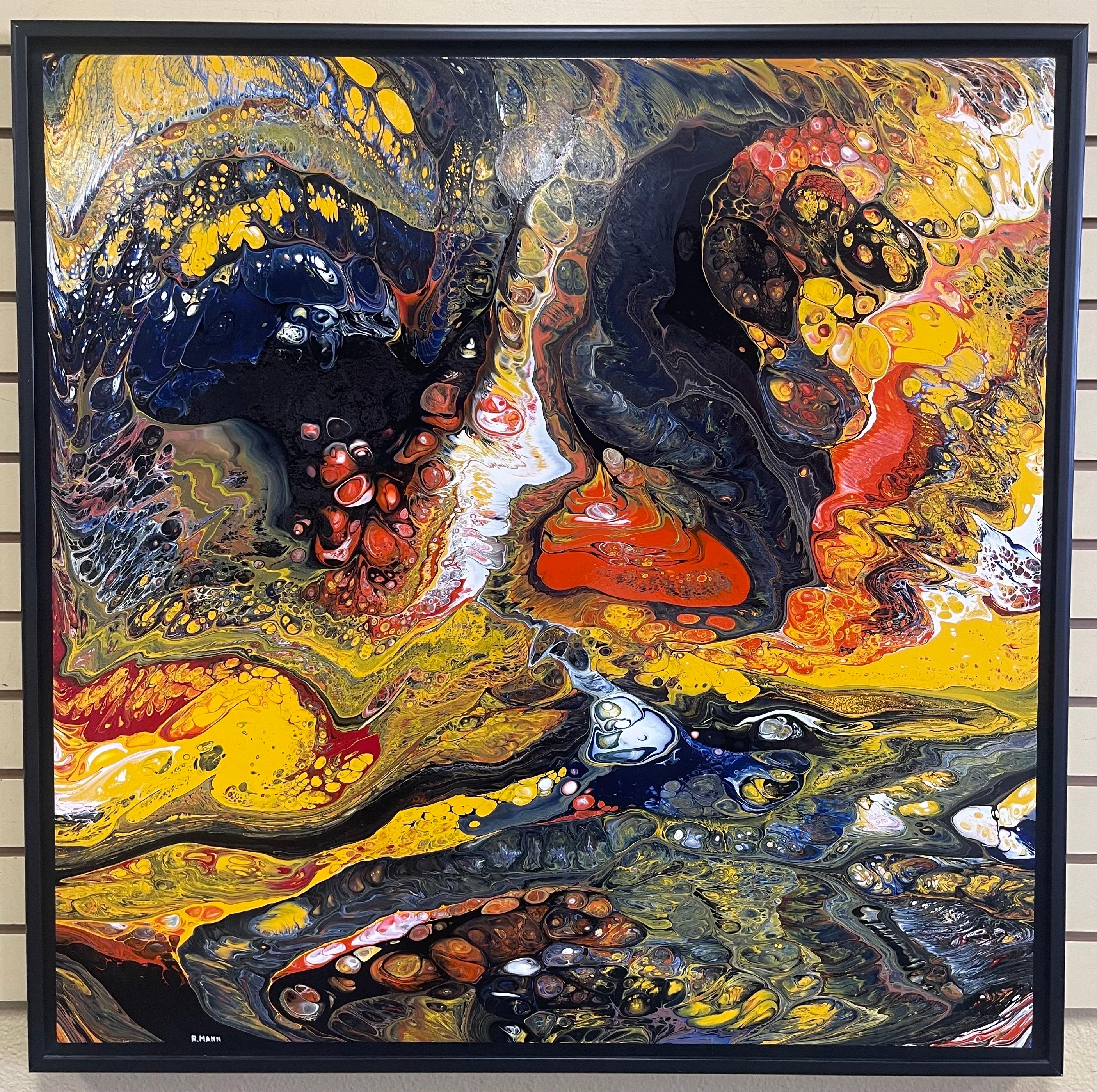Mid-Century Modern Grande peinture acrylique abstraite MCM de Richard Mann en vente