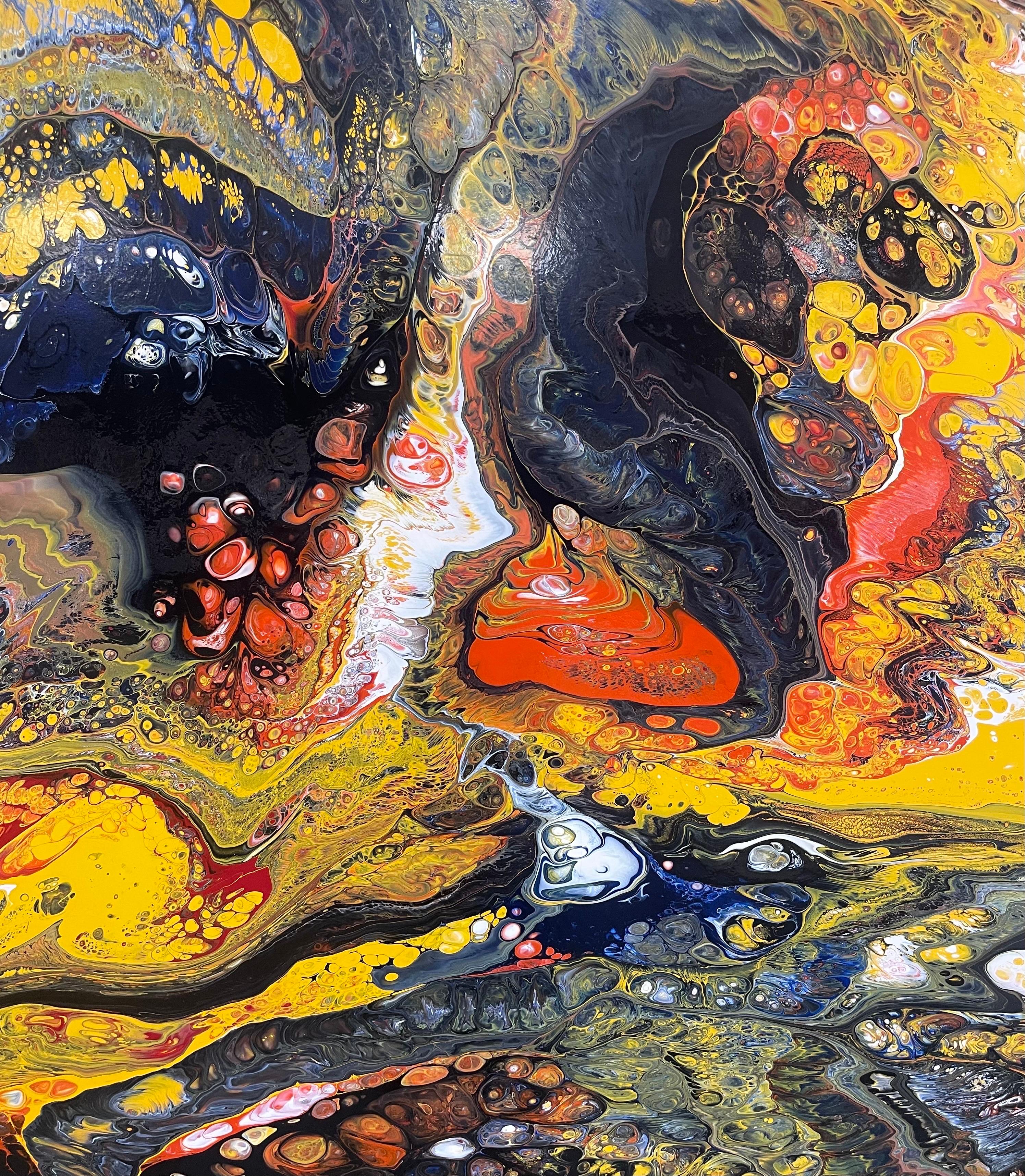Américain Grande peinture acrylique abstraite MCM de Richard Mann en vente