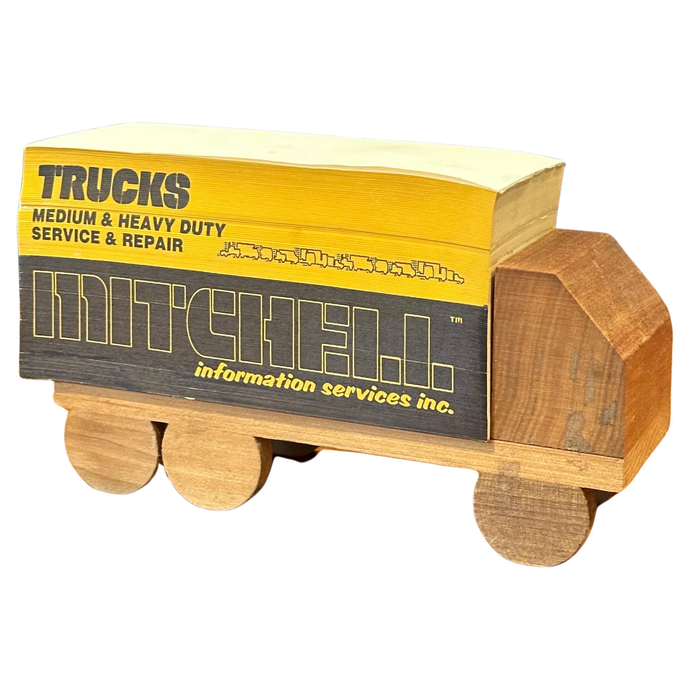 Große MCM Werbe-Schreibtischscheibe auf Holzwagen „Mitchell“ (Moderne der Mitte des Jahrhunderts) im Angebot