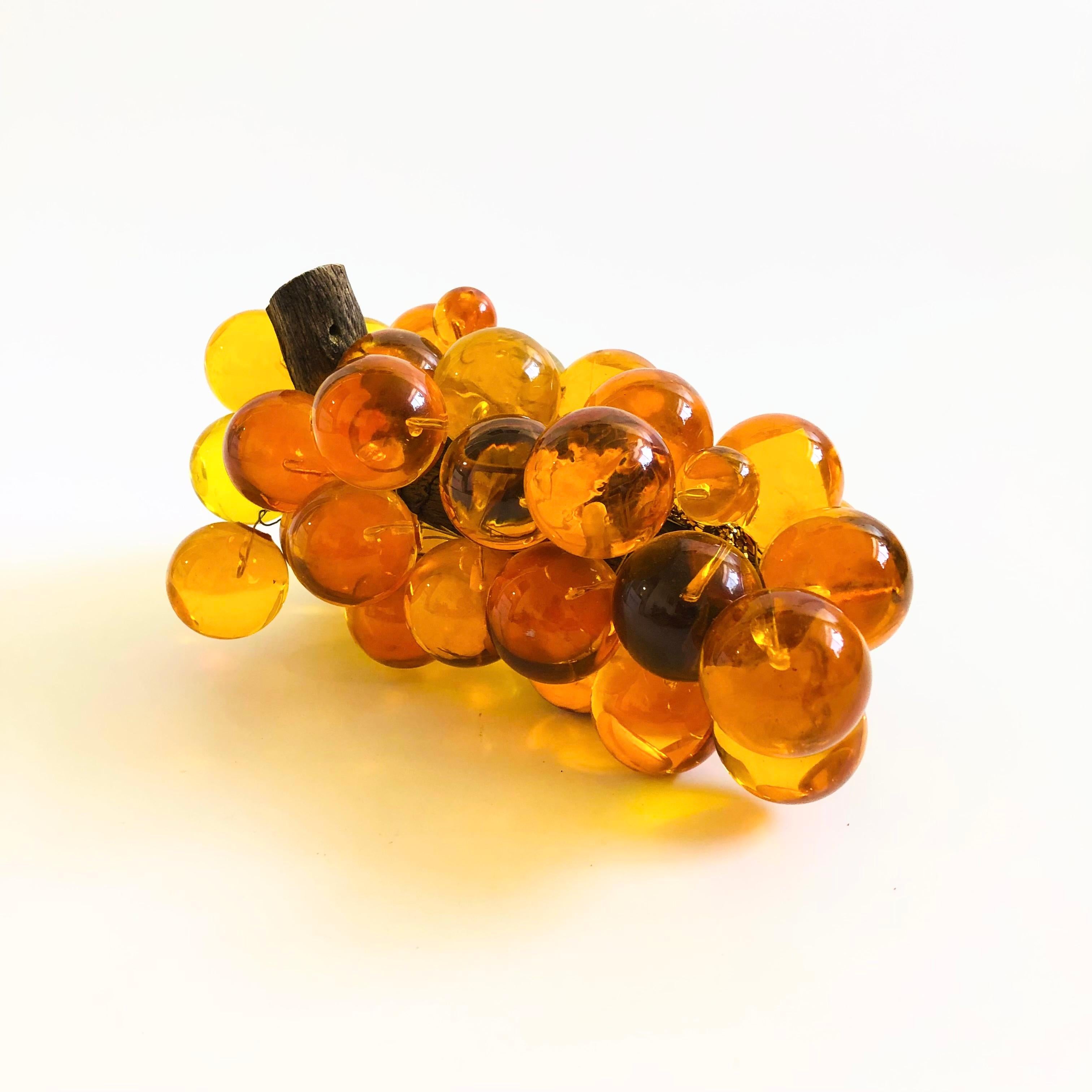 Mid-Century Modern Large MCM Amber Lucite Grape Cluster