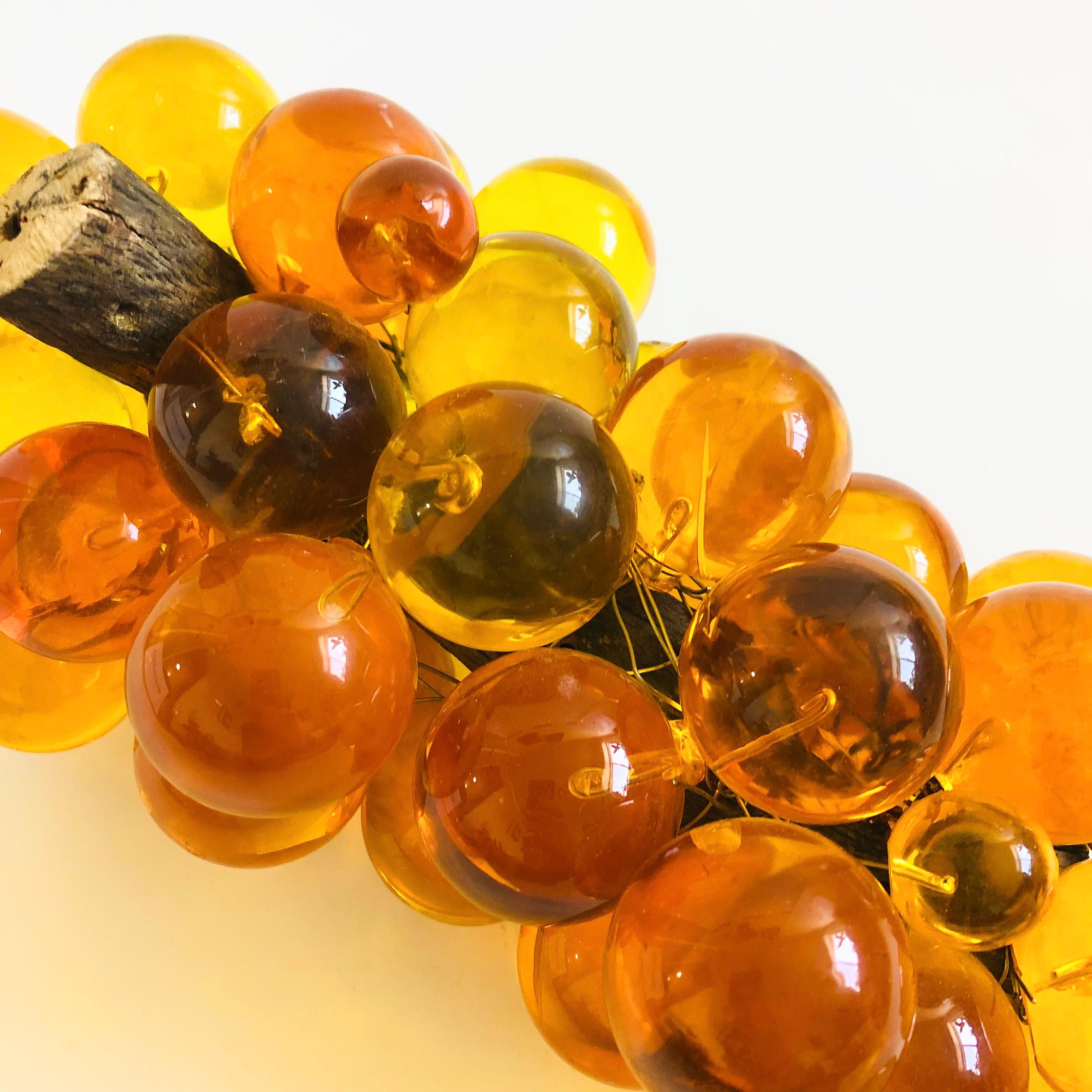 20th Century Large MCM Amber Lucite Grape Cluster