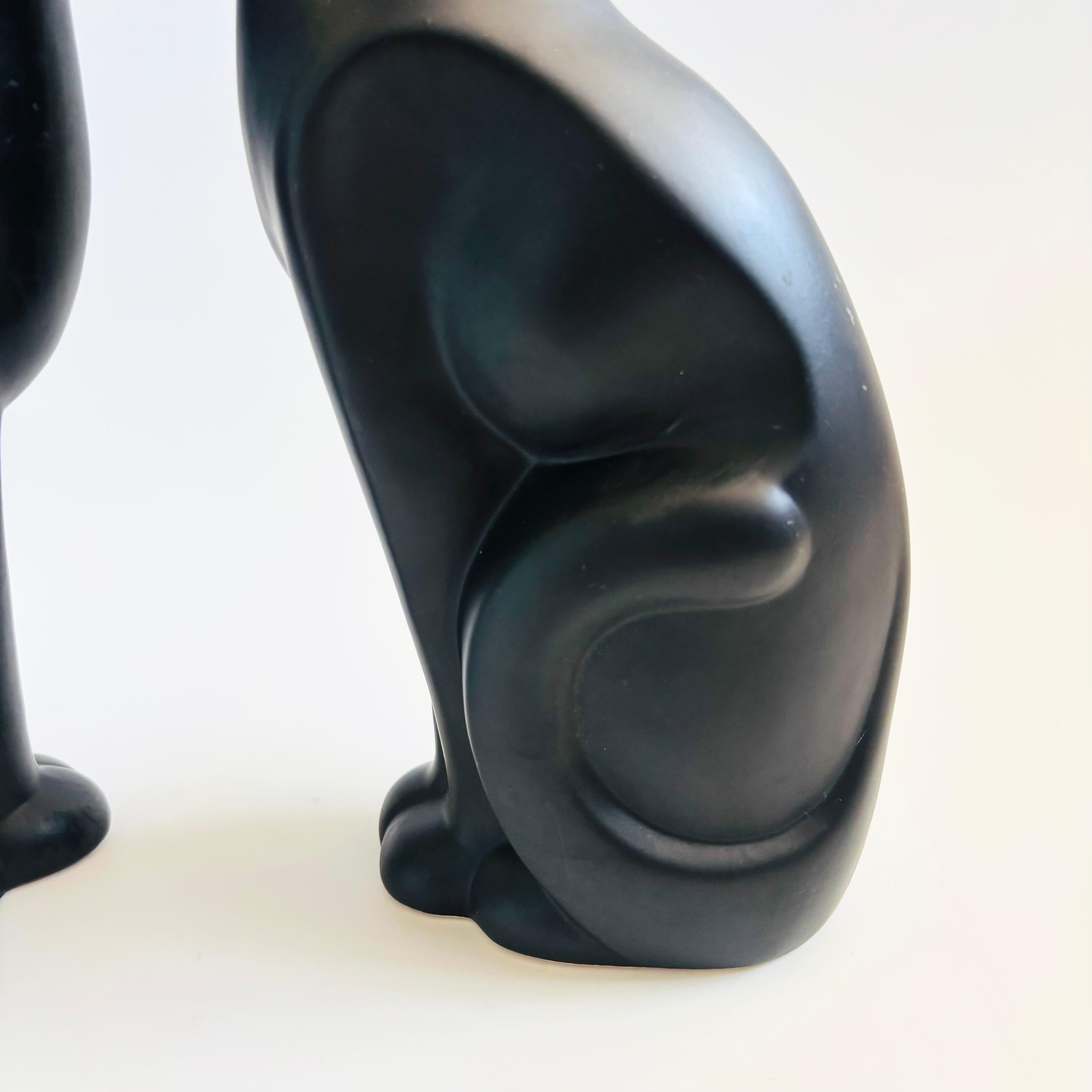 Large MCM Black Ceramic Cats - Set of 2 For Sale 1
