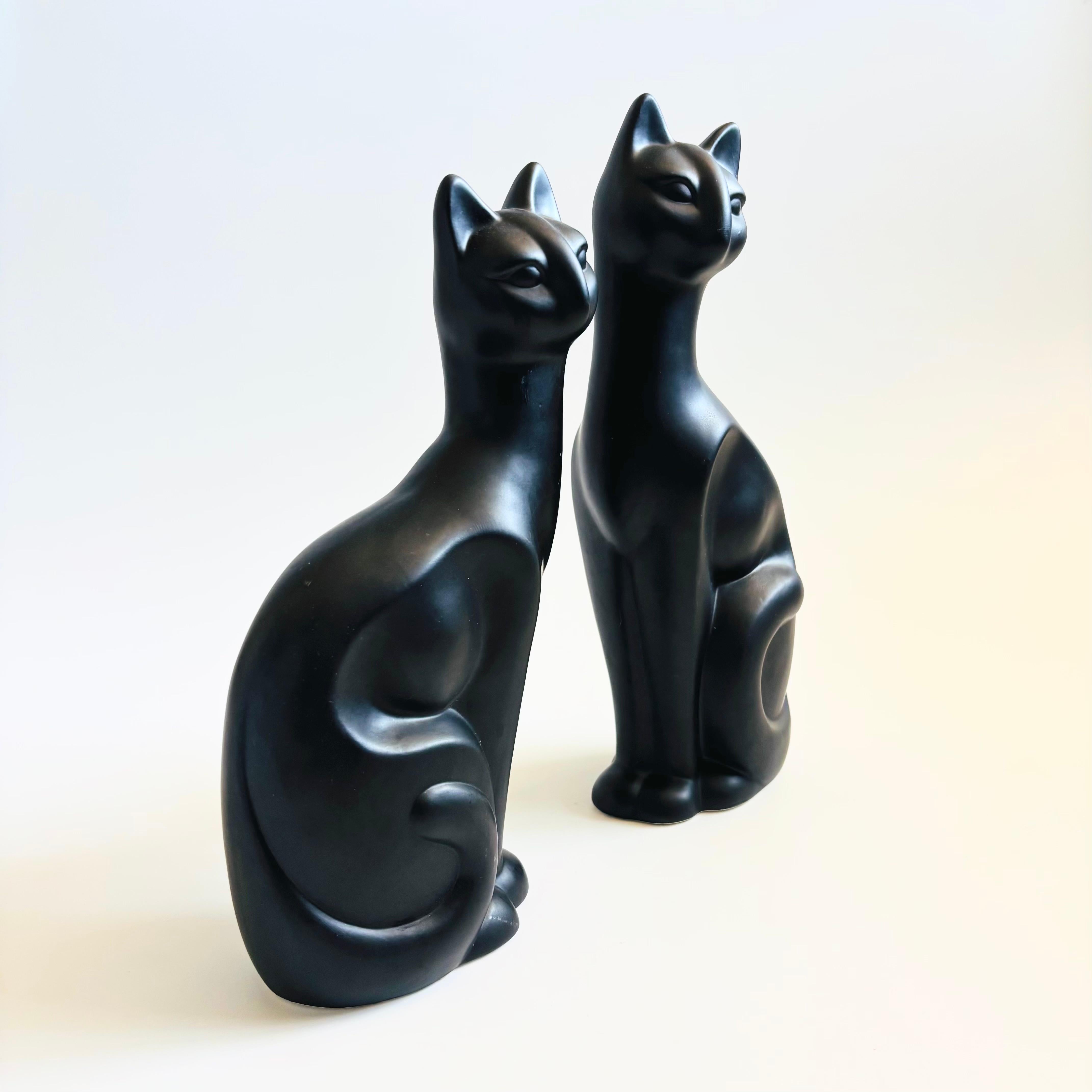 Large MCM Black Ceramic Cats - Set of 2 For Sale 2