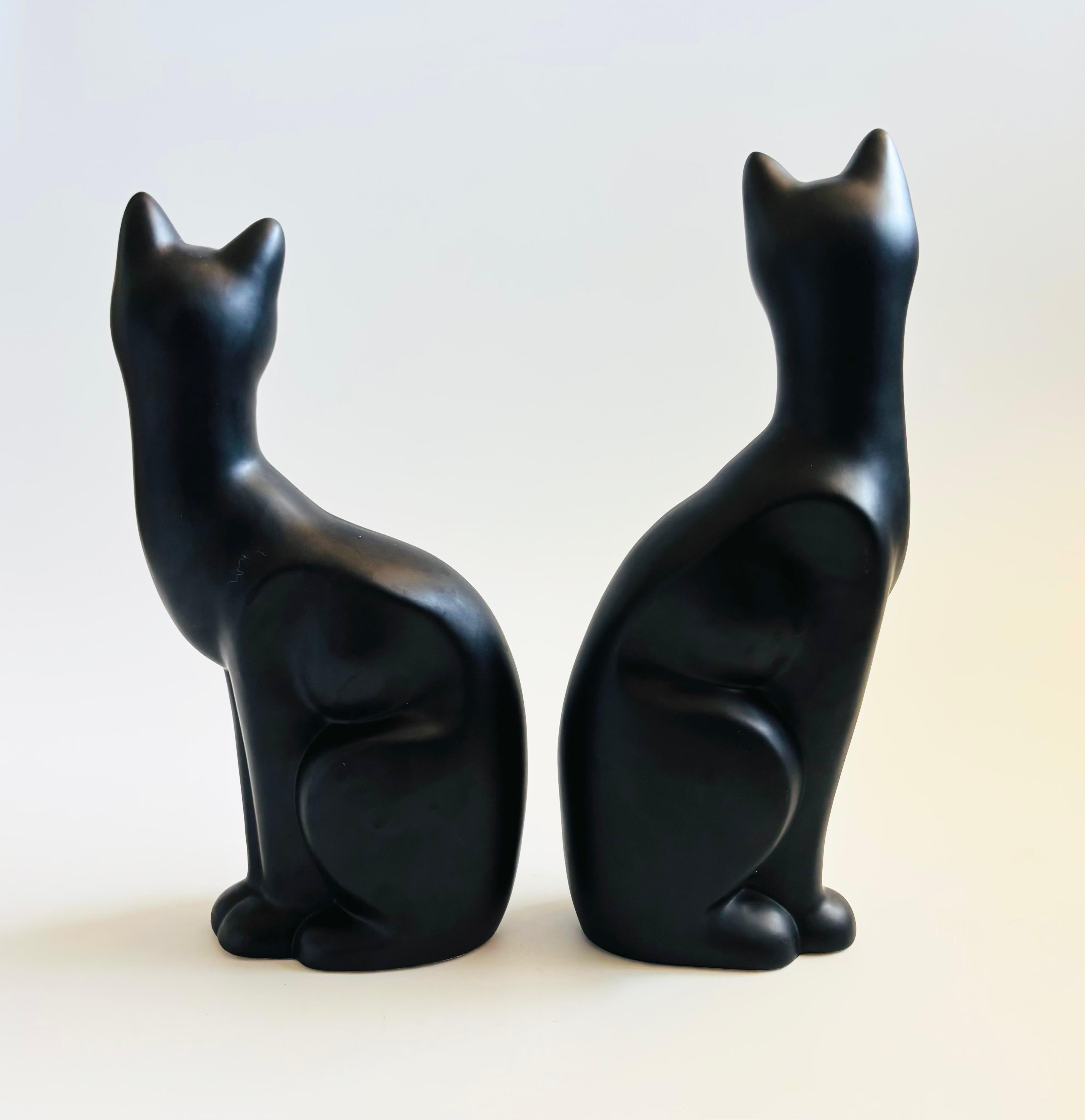 Large MCM Black Ceramic Cats - Set of 2 For Sale 3