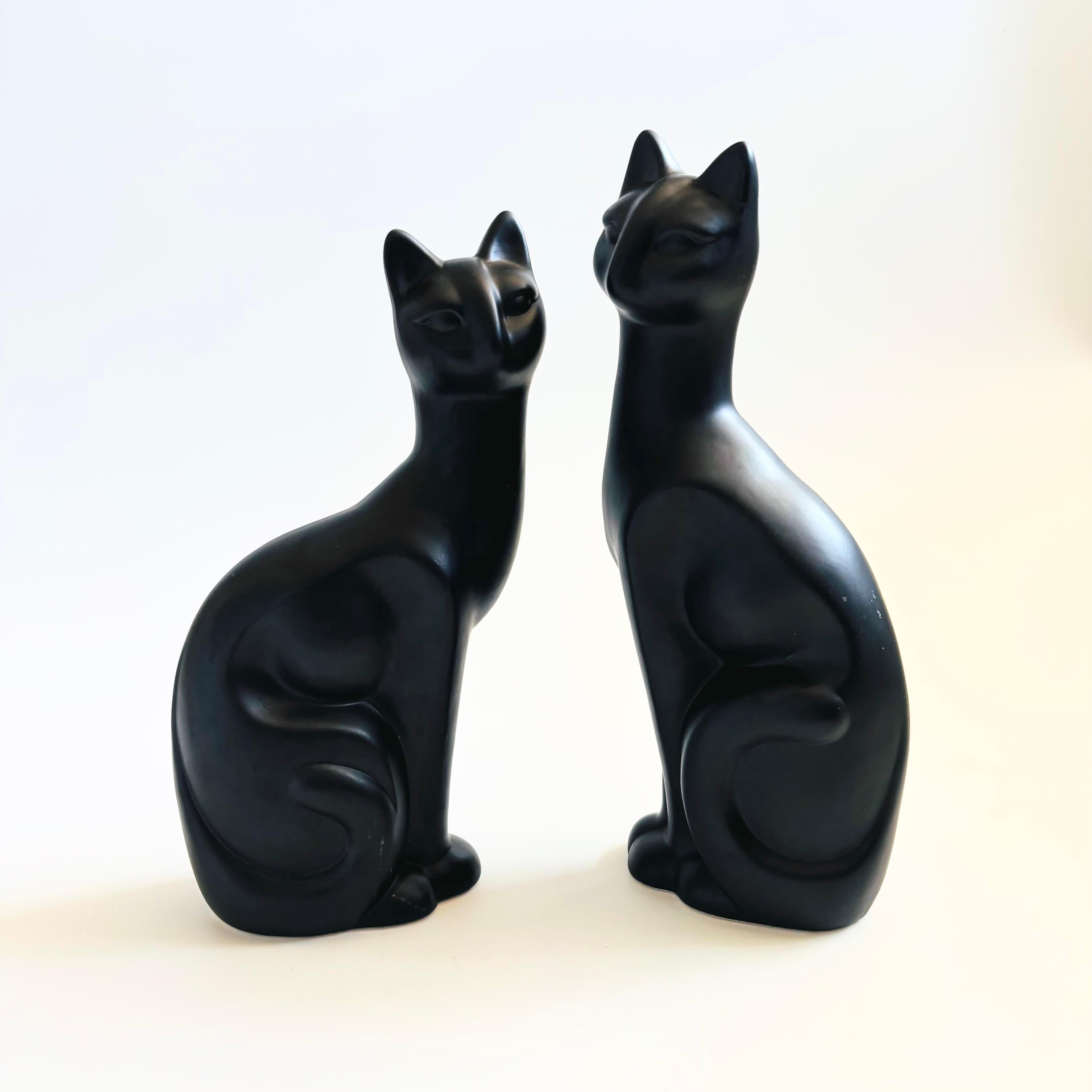 Large MCM Black Ceramic Cats - Set of 2 For Sale 4