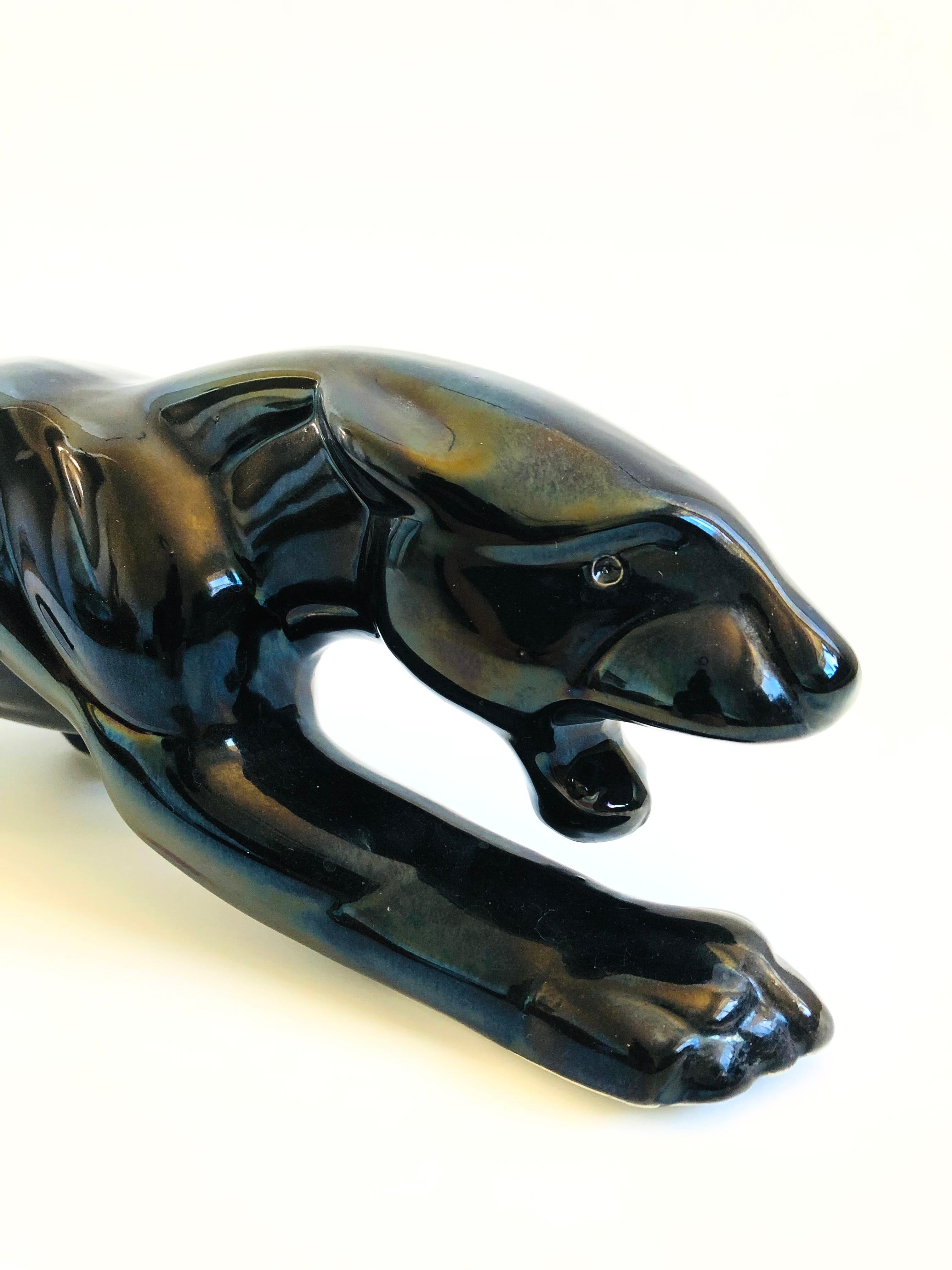 Mid-Century Modern Large MCM Ceramic Black Panther