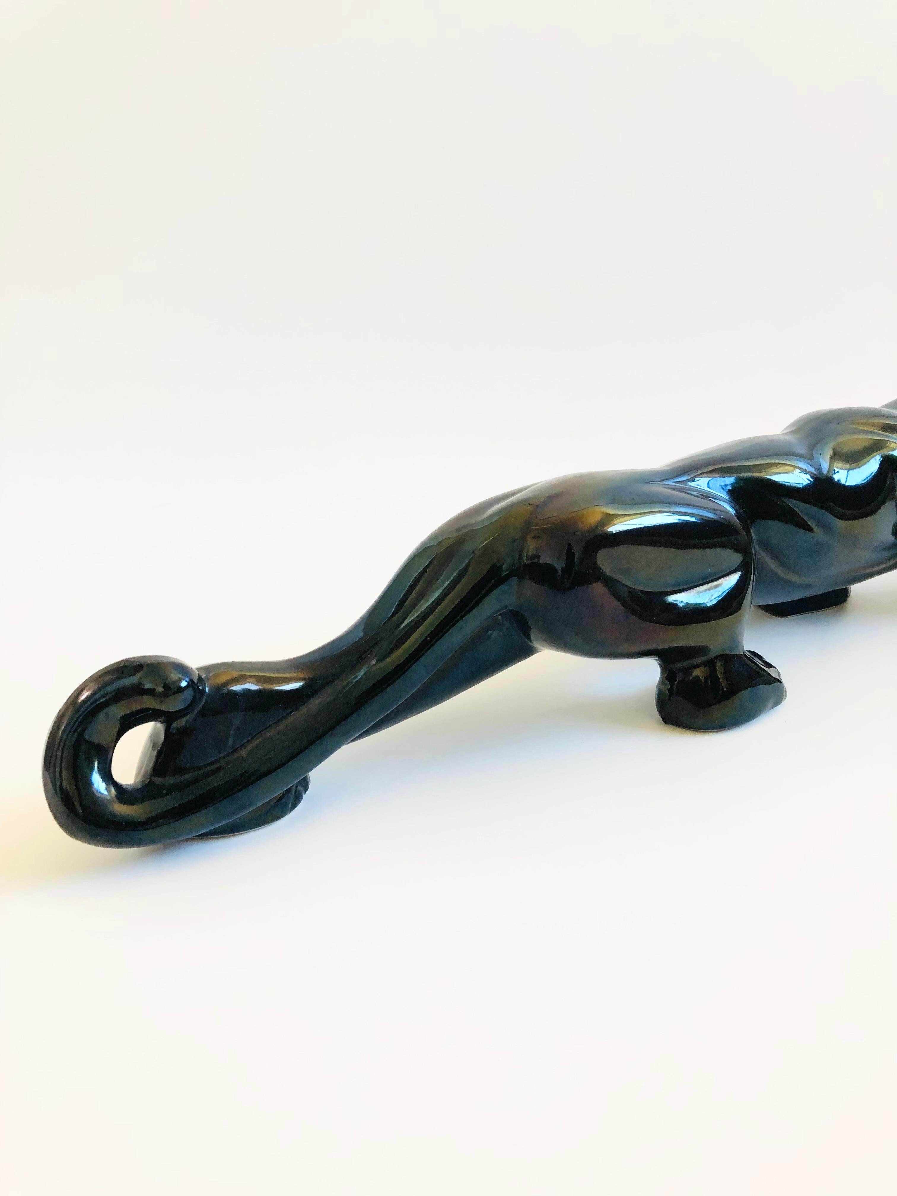 Large MCM Ceramic Black Panther In Good Condition In Fairfield, CA