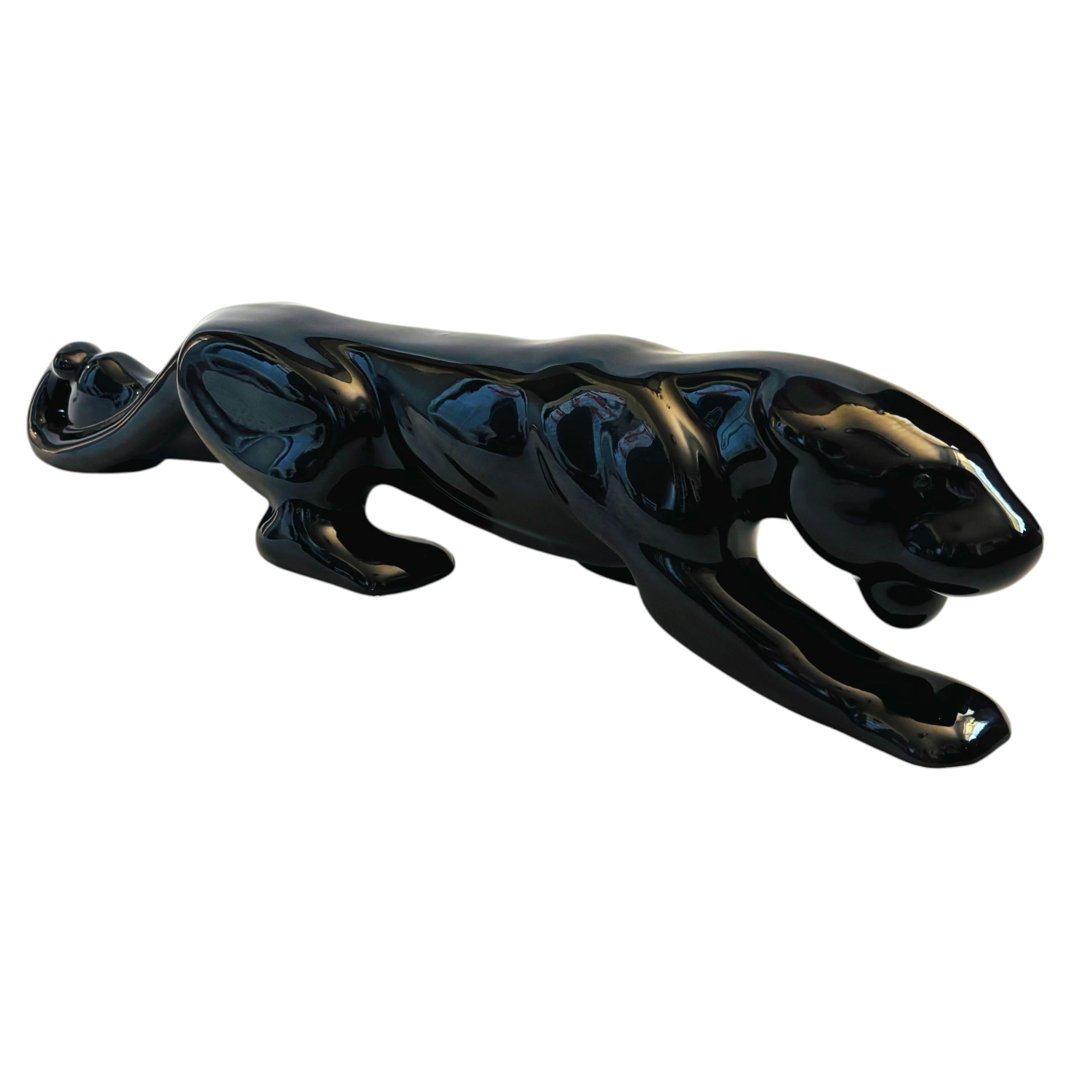 Large MCM Ceramic Black Panther For Sale
