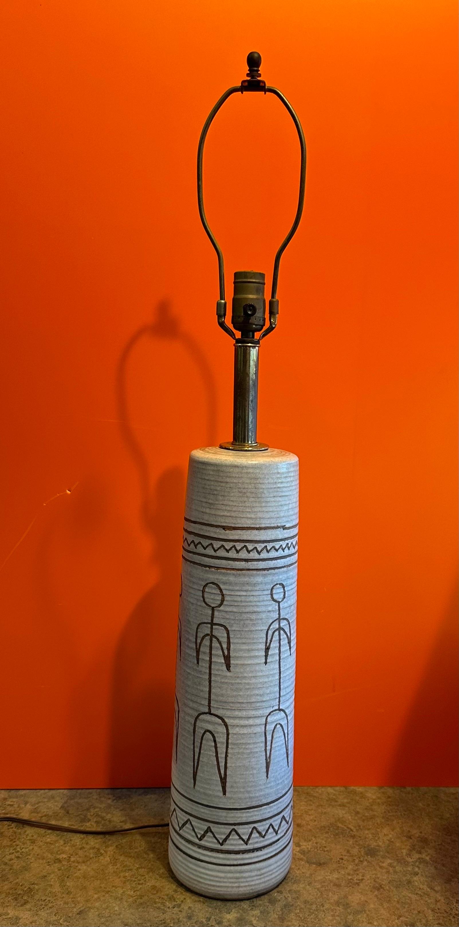 Italian Large MCM Figural Ceramic Table Lamp in the Style of Bitossi For Sale