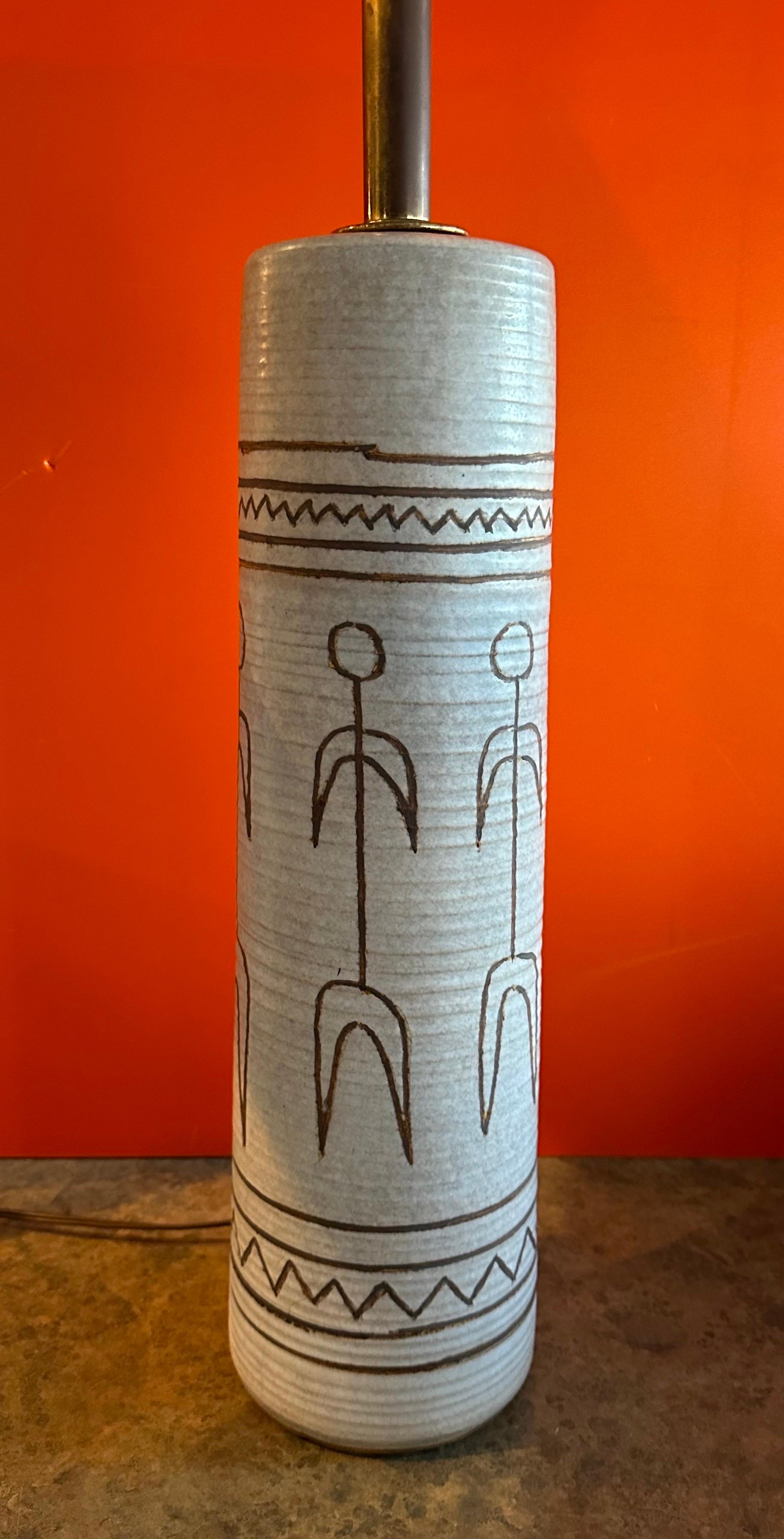 20th Century Large MCM Figural Ceramic Table Lamp in the Style of Bitossi For Sale
