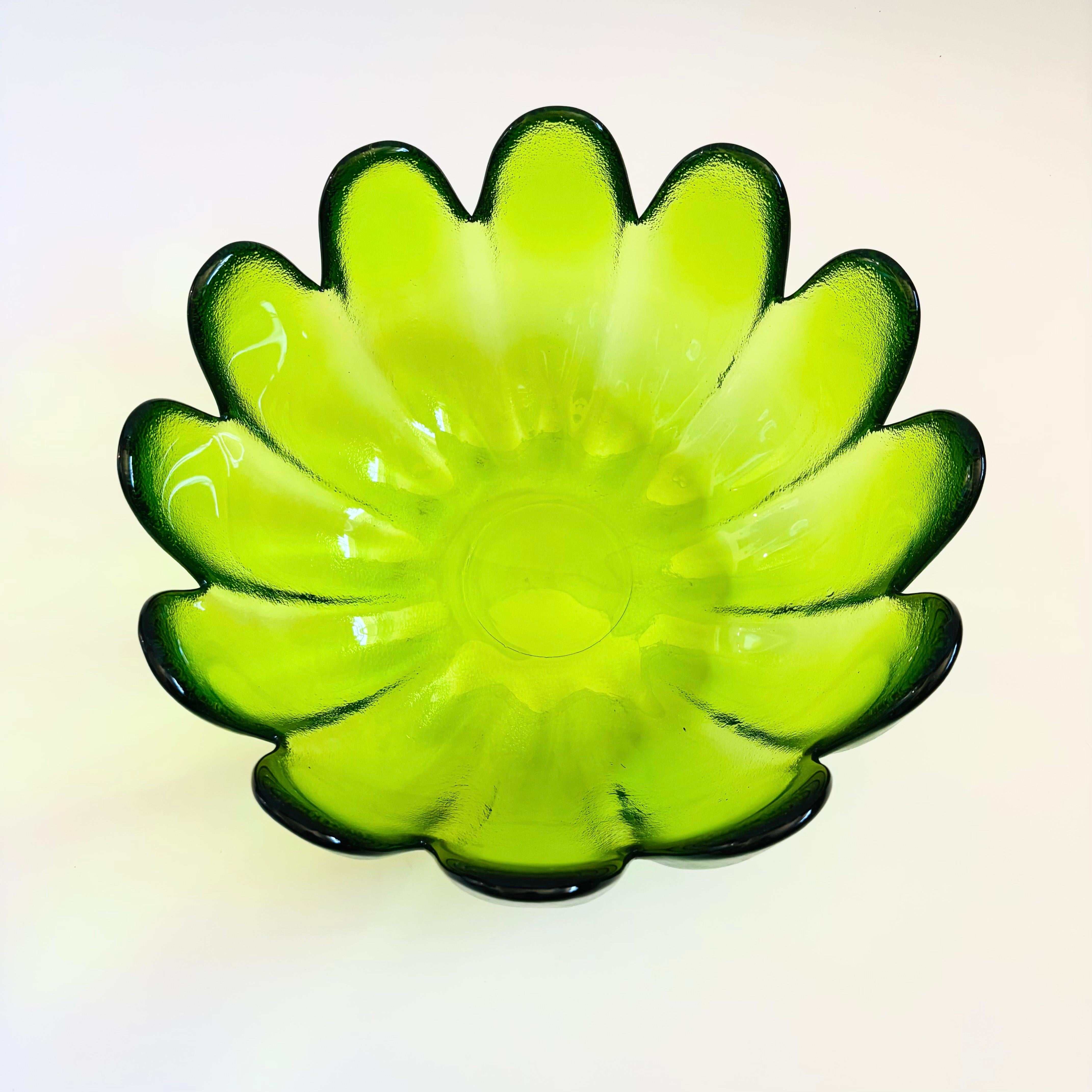 Mid-Century Modern Large MCM Glass Lotus Petal Salad Bowl For Sale
