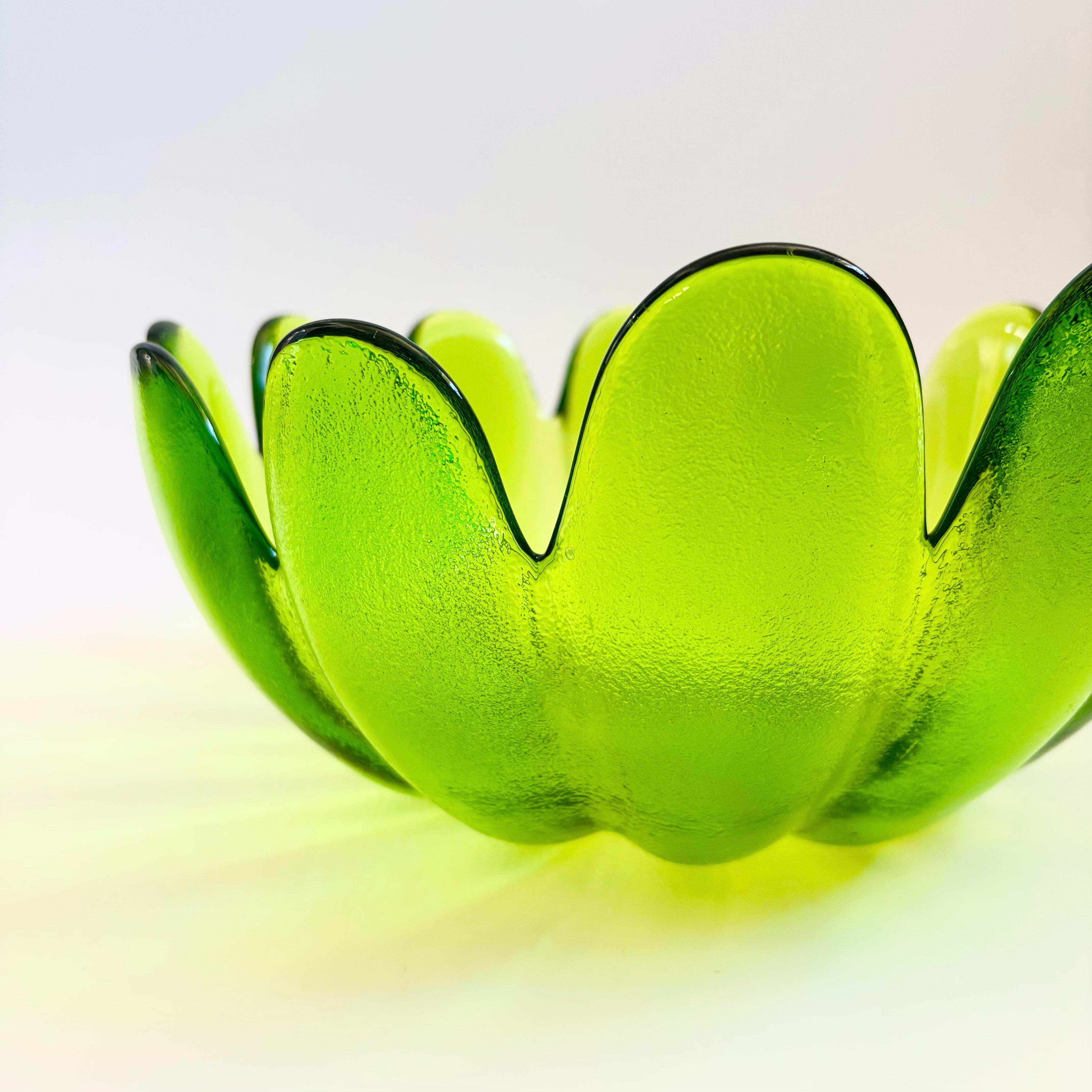 American Large MCM Glass Lotus Petal Salad Bowl For Sale