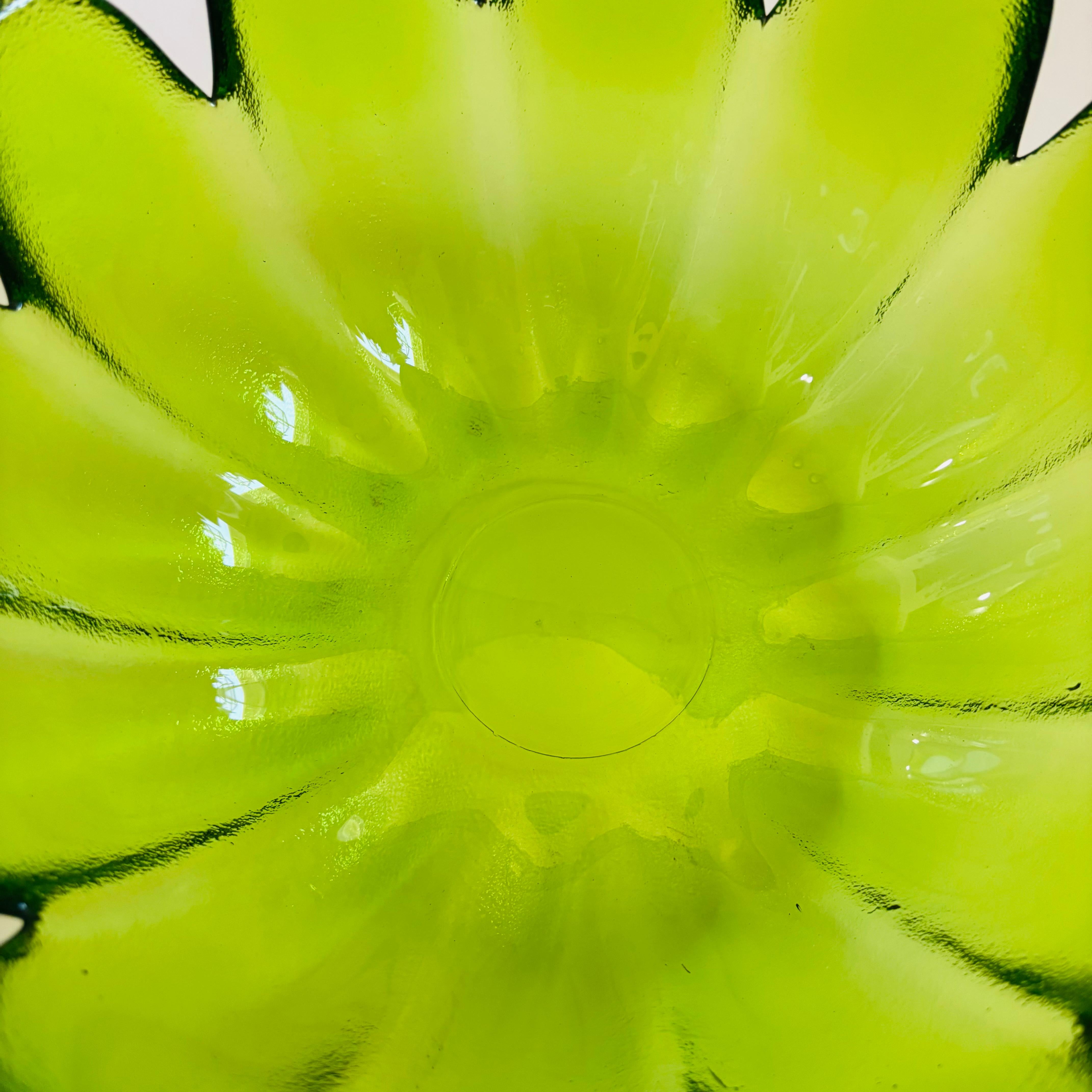 20th Century Large MCM Glass Lotus Petal Salad Bowl For Sale