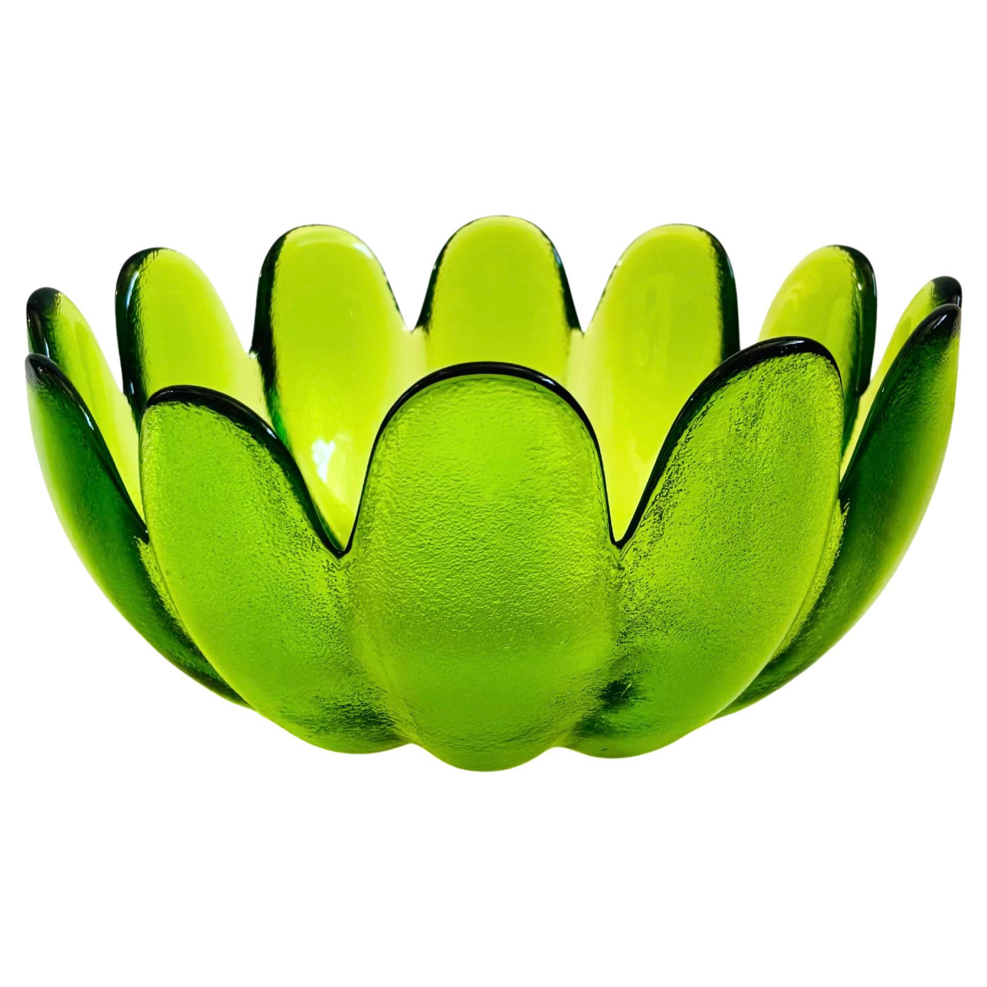 Large MCM Glass Lotus Petal Salad Bowl For Sale