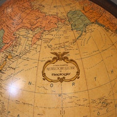 Large MCM Replogle Floor Model Lighted World Globe On Walnut Base Signed 20thC