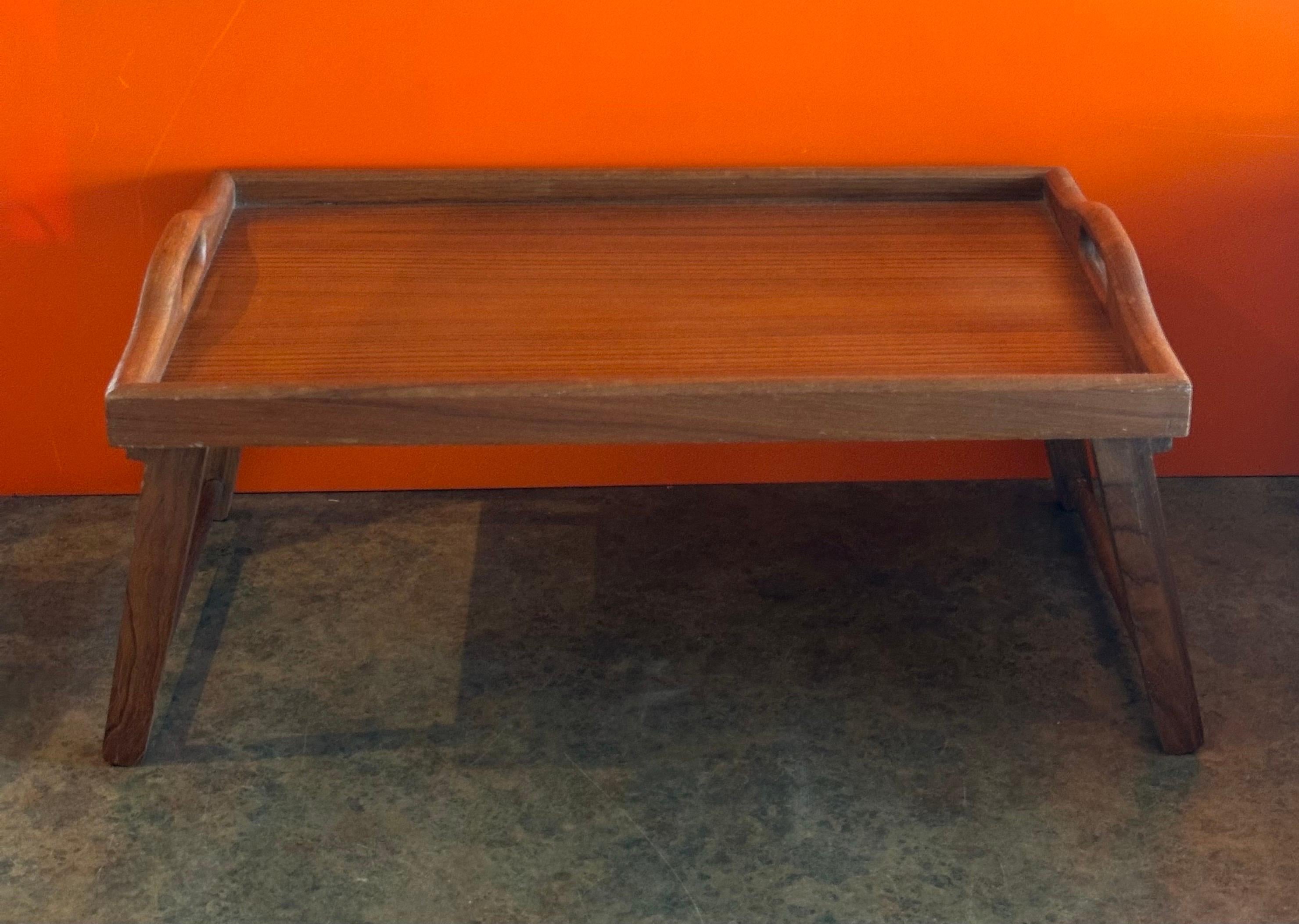 Thai Large MCM Solid Teak Folding Bed / Breakfast Tray For Sale