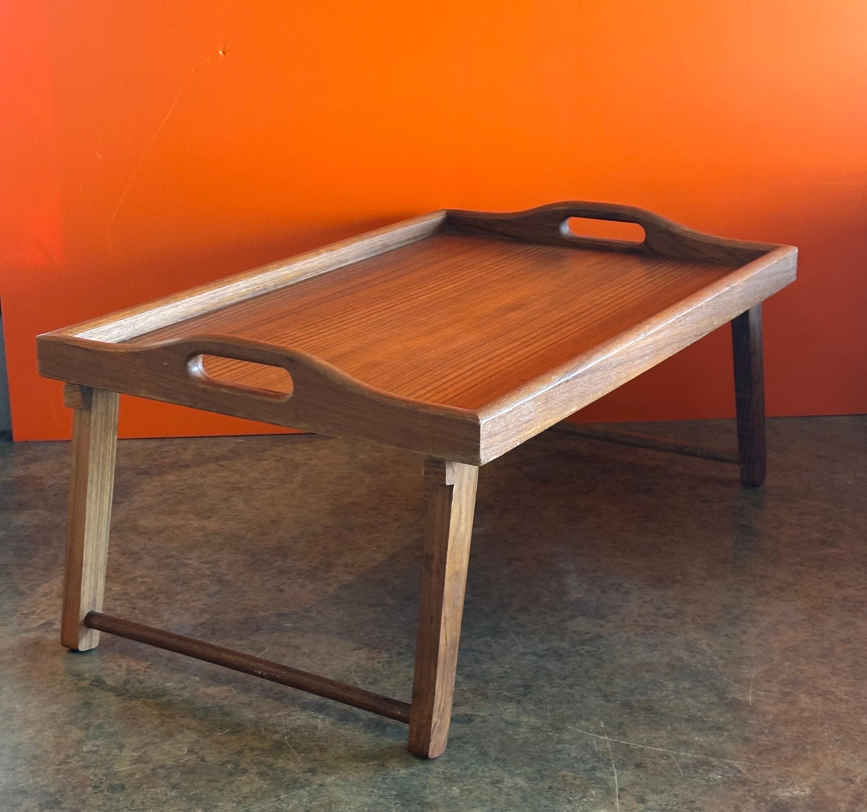 20th Century Large MCM Solid Teak Folding Bed / Breakfast Tray For Sale