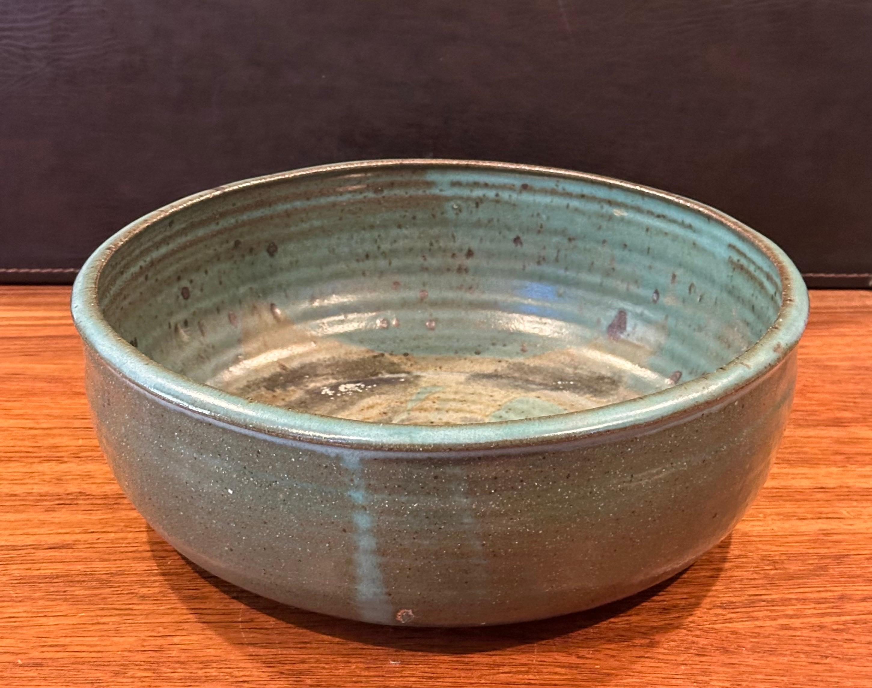 Glazed Large MCM Stoneware Bowl For Sale