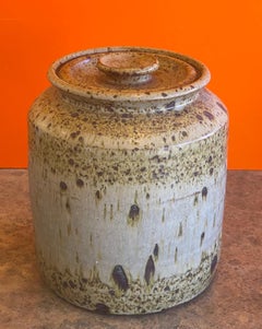Large MCM Stoneware Studio Pottery Cookie Jar with Lid