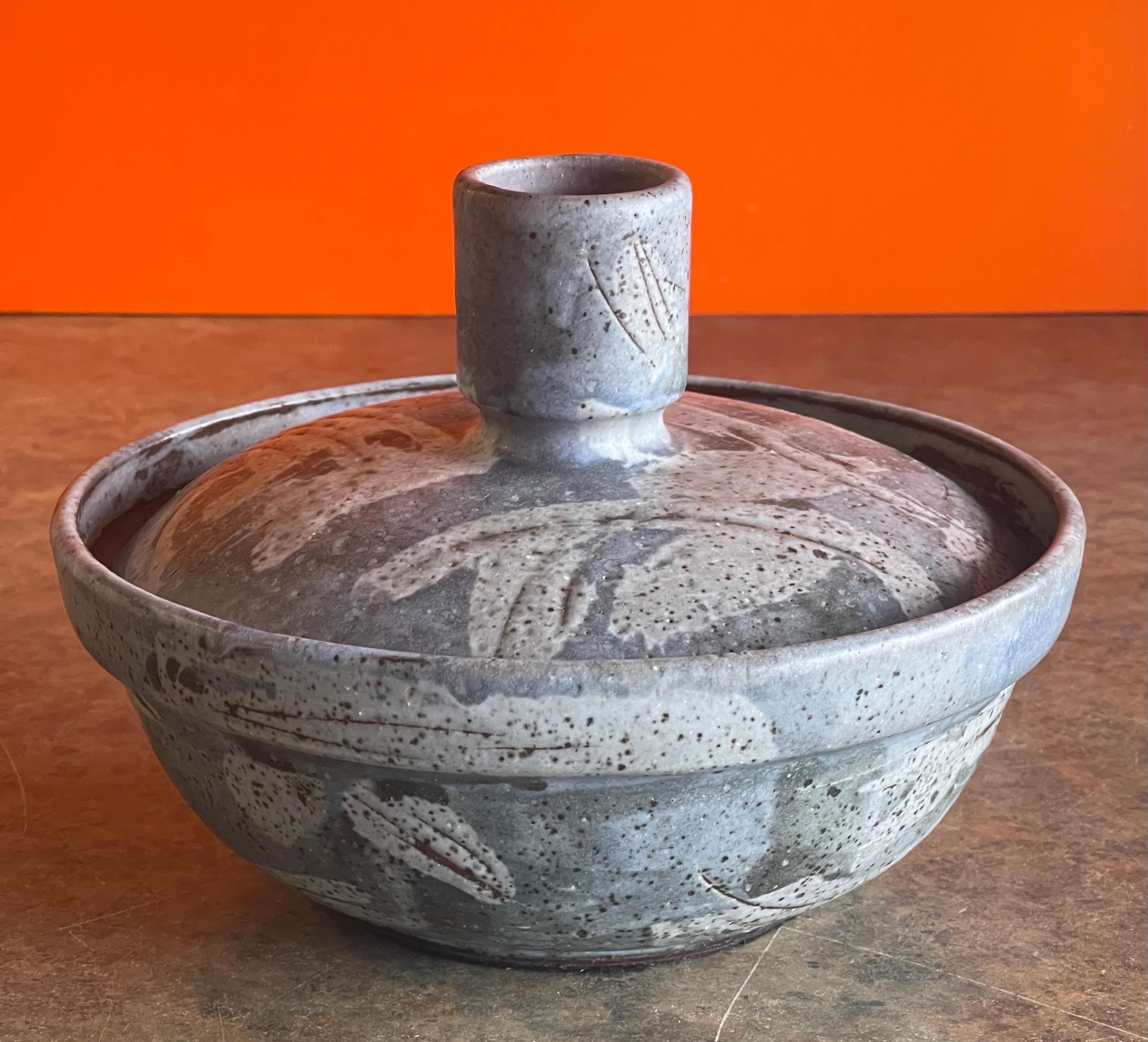 Mid-Century Modern Large MCM Studio Pottery Lidded Stoneware Vessel by Joel Edwards For Sale
