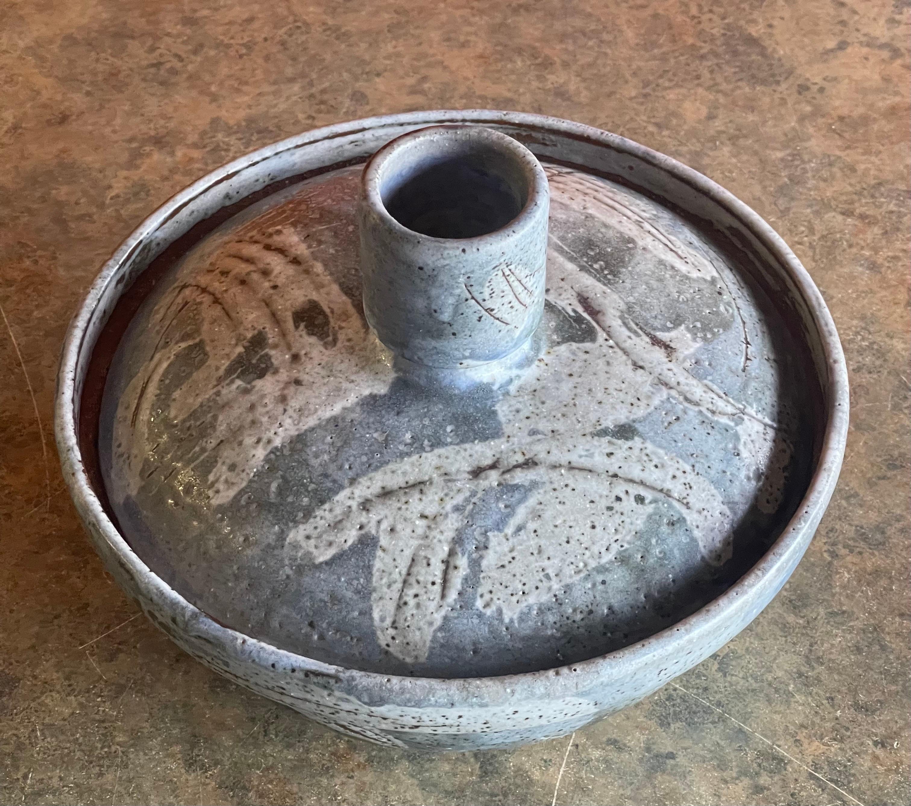 American Large MCM Studio Pottery Lidded Stoneware Vessel by Joel Edwards For Sale