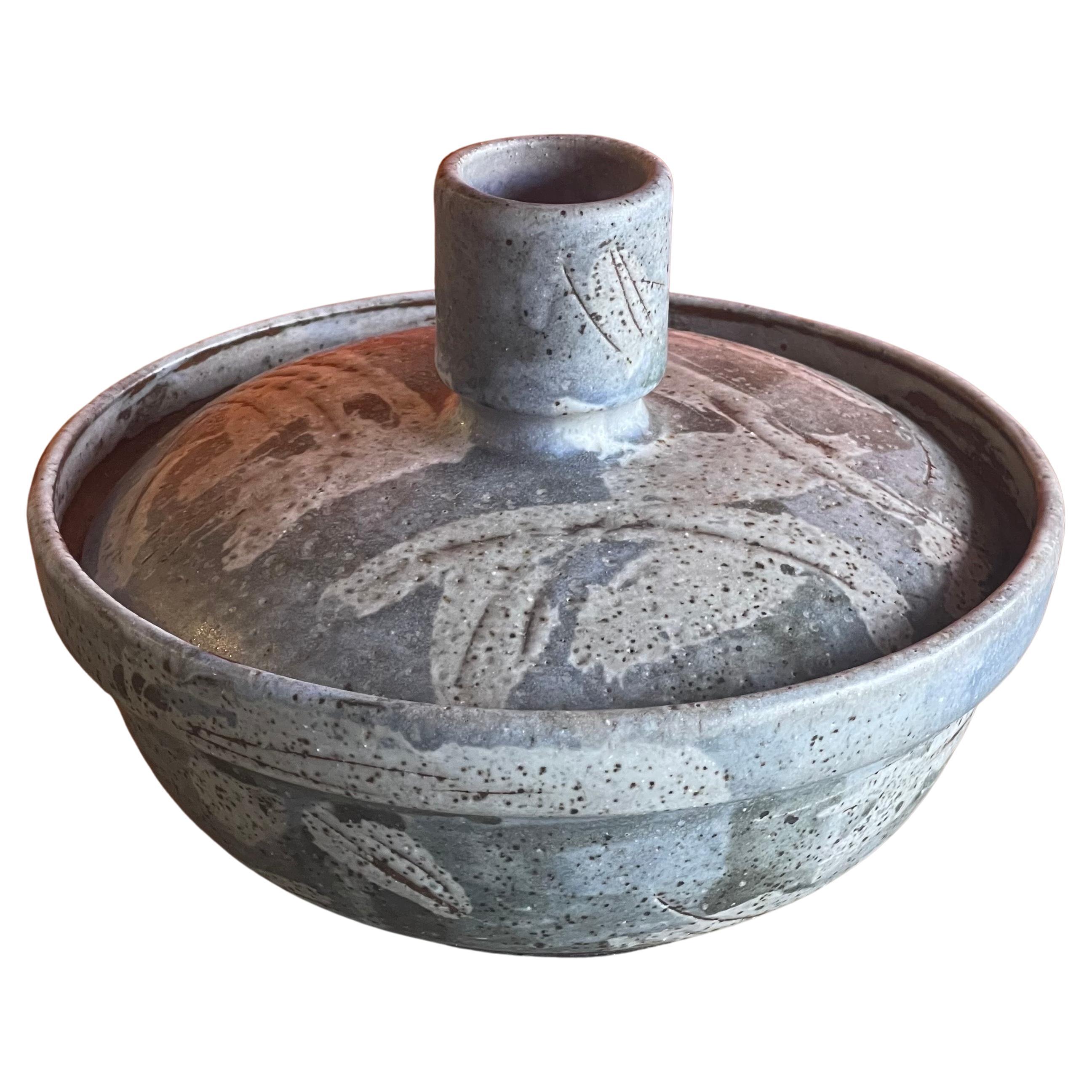 Grande vaso con coperchio in gres di Studio Pottery di Joel Edwards