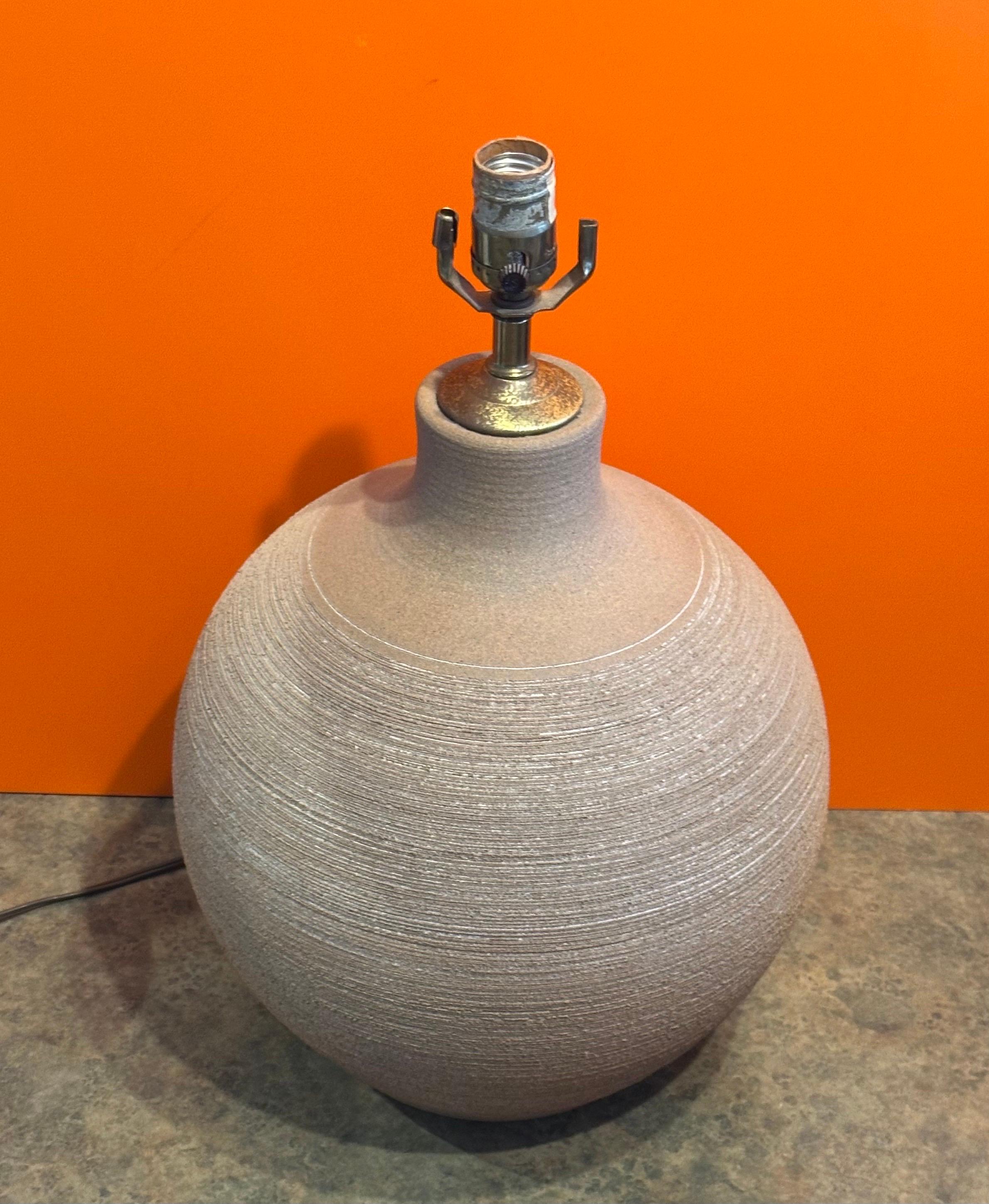 20th Century Large MCM Studio Pottery Stoneware Table Lamp by Larry & Terry Brown For Sale