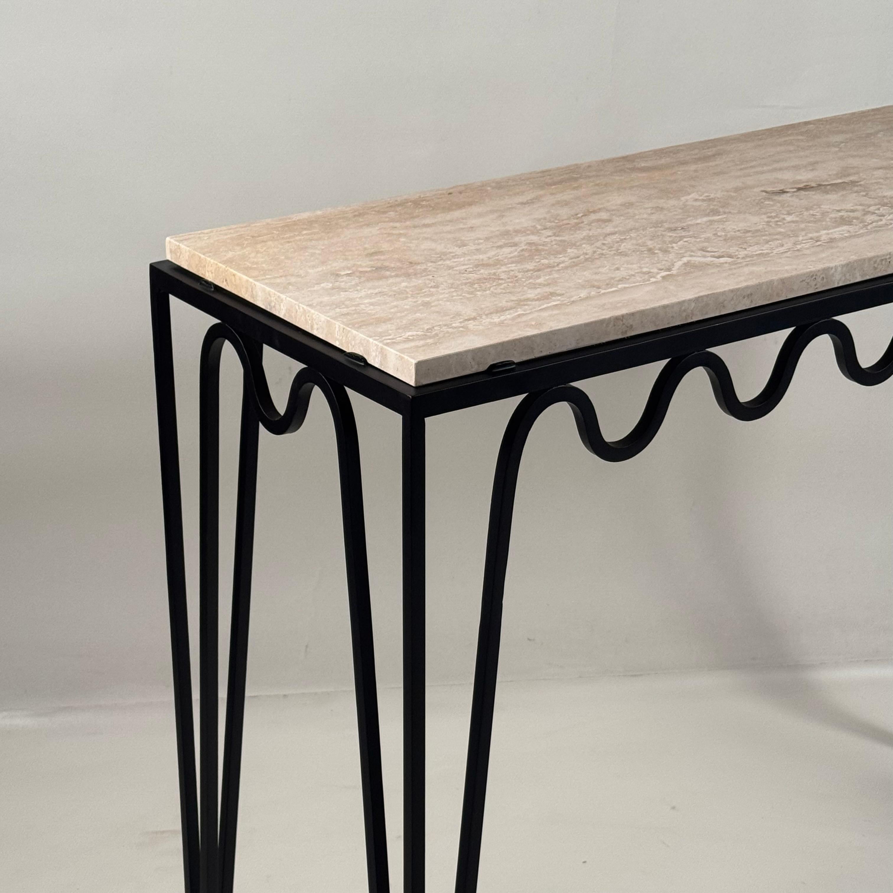 French Large 'Méandre' Travertine Console by Design Frères For Sale