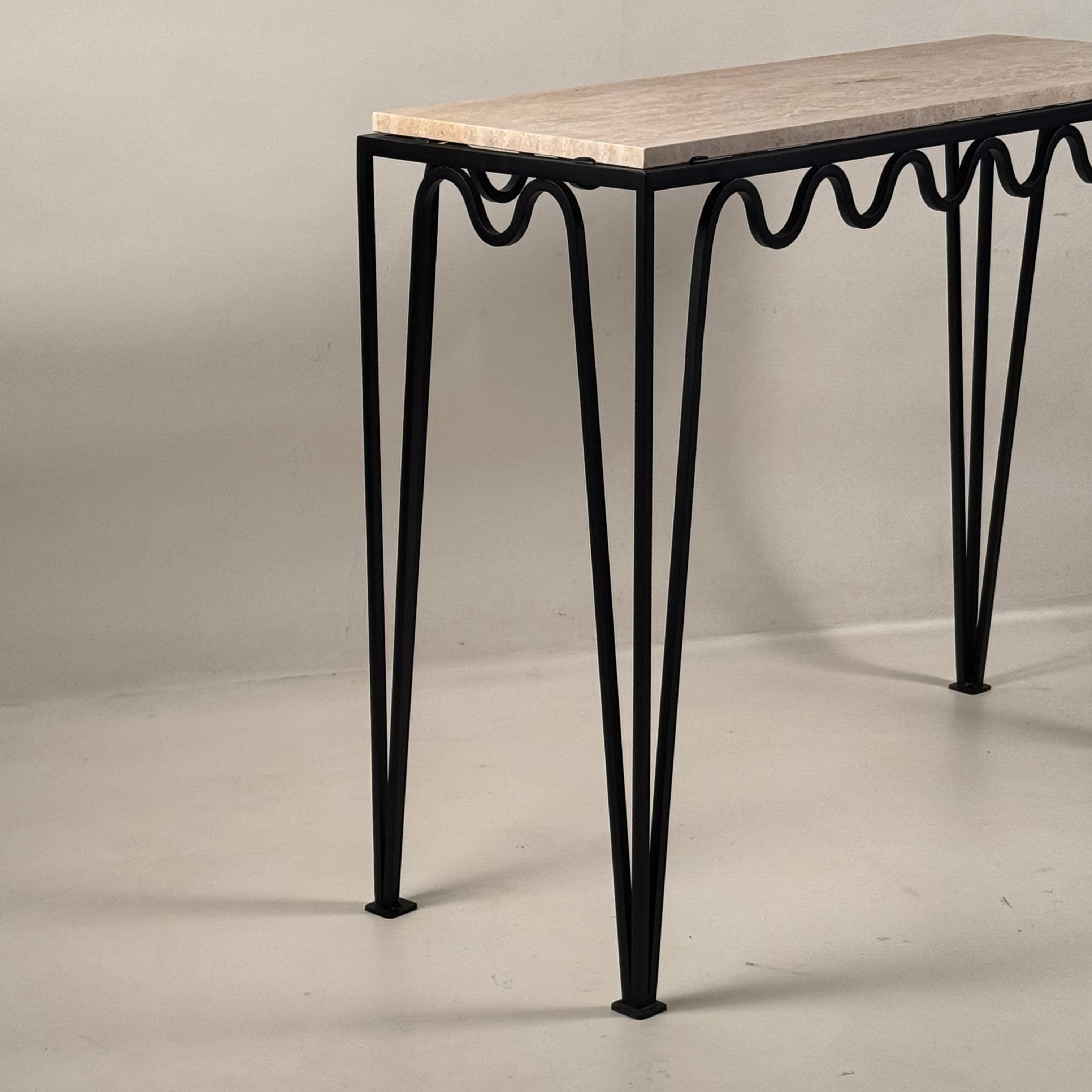 Large 'Méandre' Travertine Console by Design Frères In New Condition For Sale In Los Angeles, CA