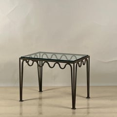 Large 'Méandre' Verdigris and Glass End Table by Design Frères