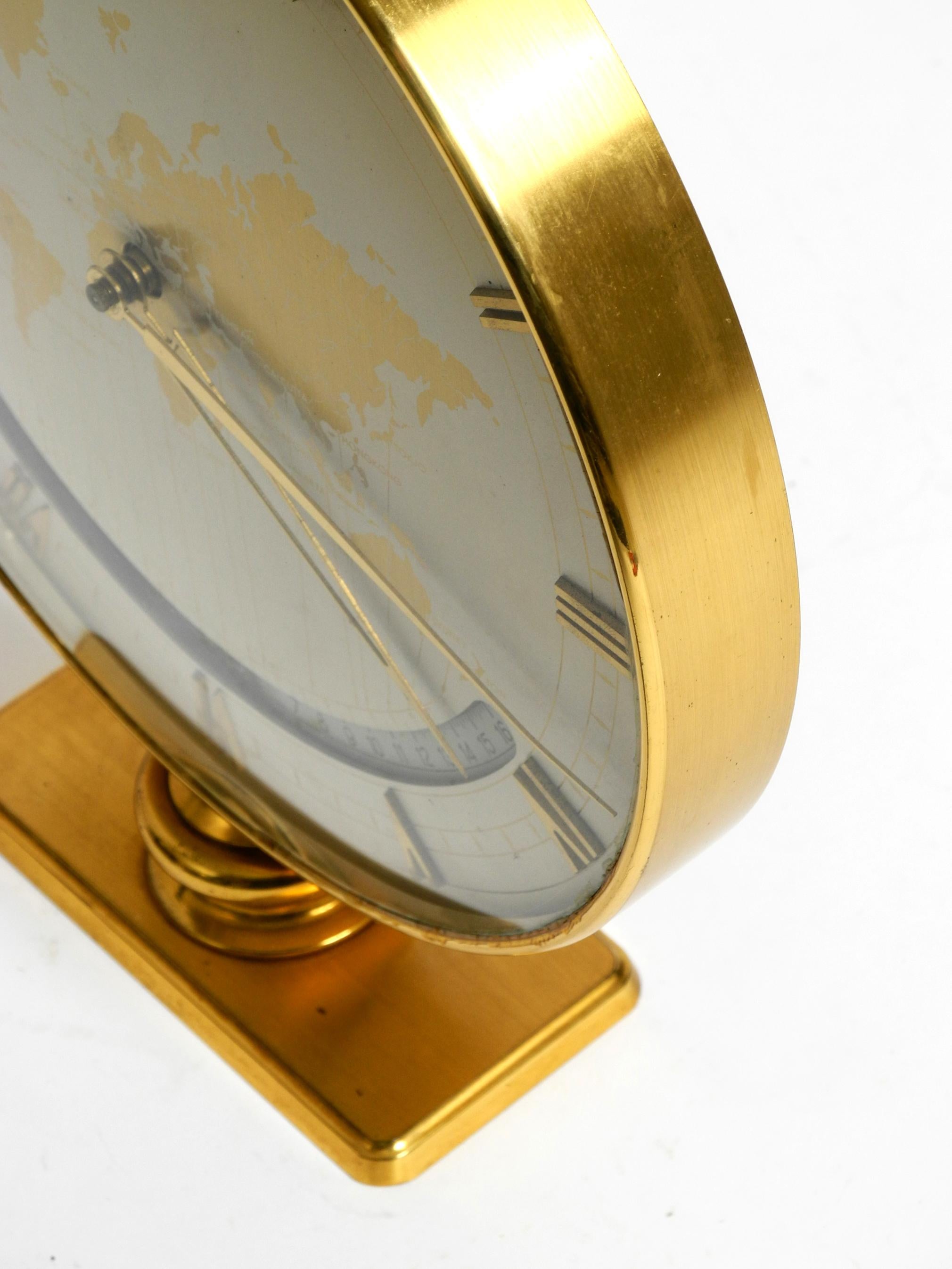 Mid-20th Century Large mechanical 1950s brass world time clock by Heinrich Möller for Kienzle