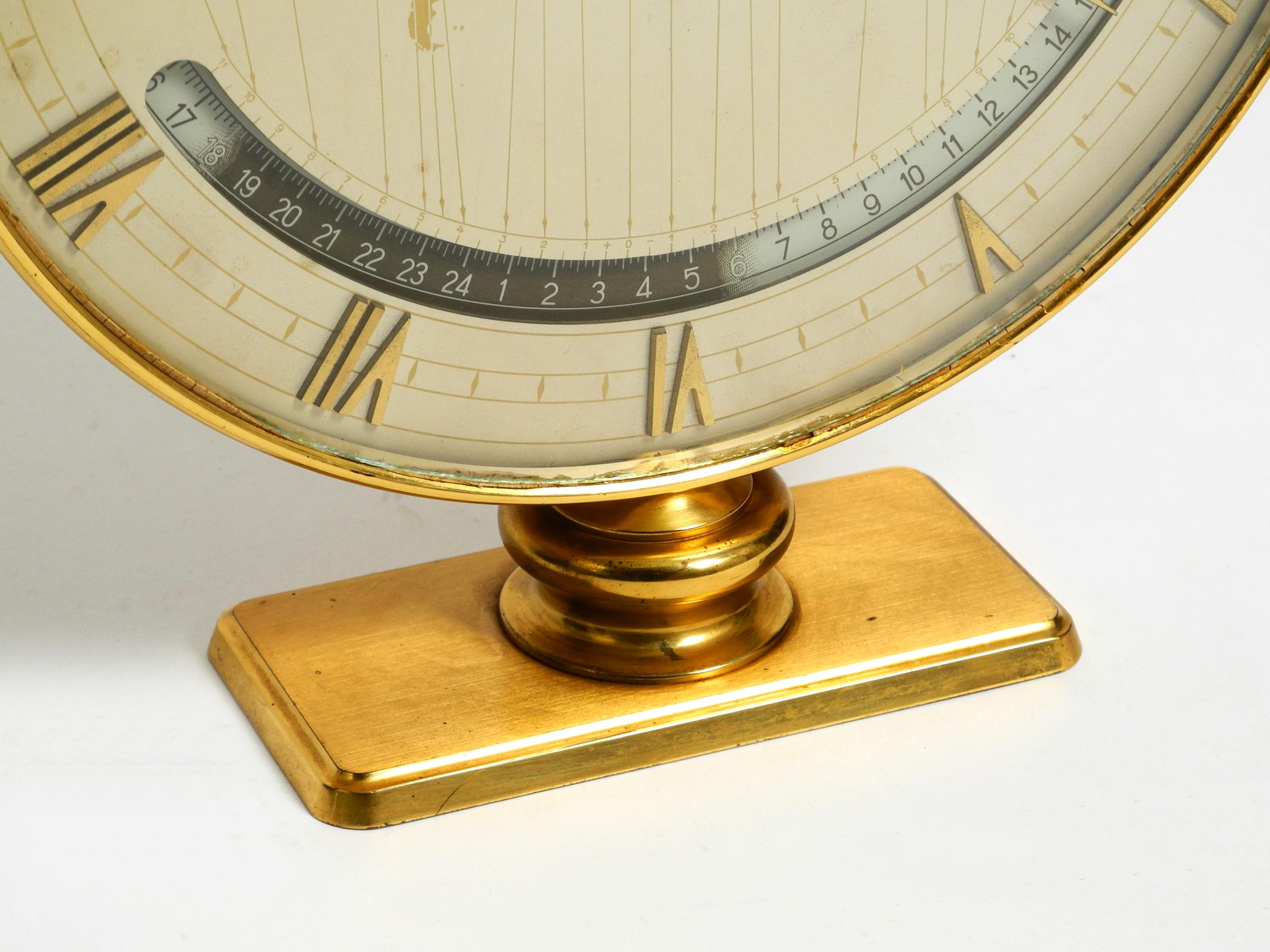 Brass Large mechanical 1950s brass world time clock by Heinrich Möller for Kienzle For Sale