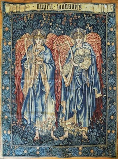 Large Medieval Style Angels Aubusson Tapestry Wall Hanging