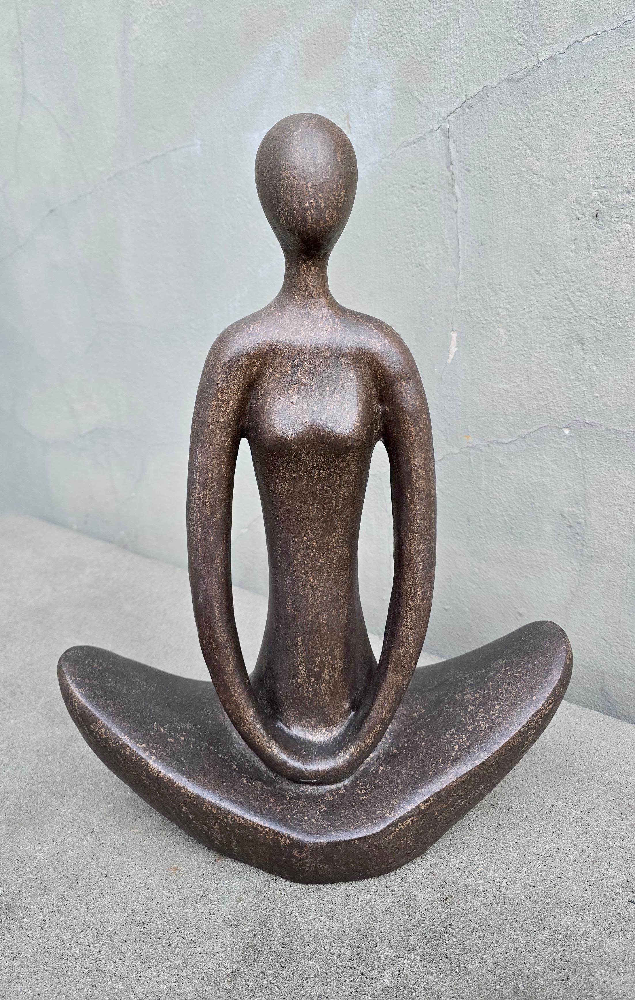 Large Meditative Abstract Ceramic Yoga Figure Sculpture, Europe, 1960s For Sale 3