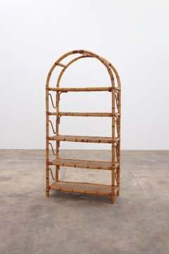 Large Mediterranean Bamboo Wall Unit Room Difather or Bookcase 1970 Italy