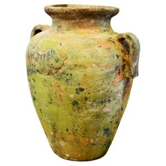 Antique Large Mediterranean Terracotta Olive Jar With Reliefs, Great Patina