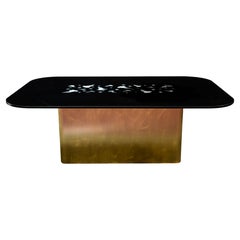 Large Medusa dining table in black marble and rock crystal with integrated light