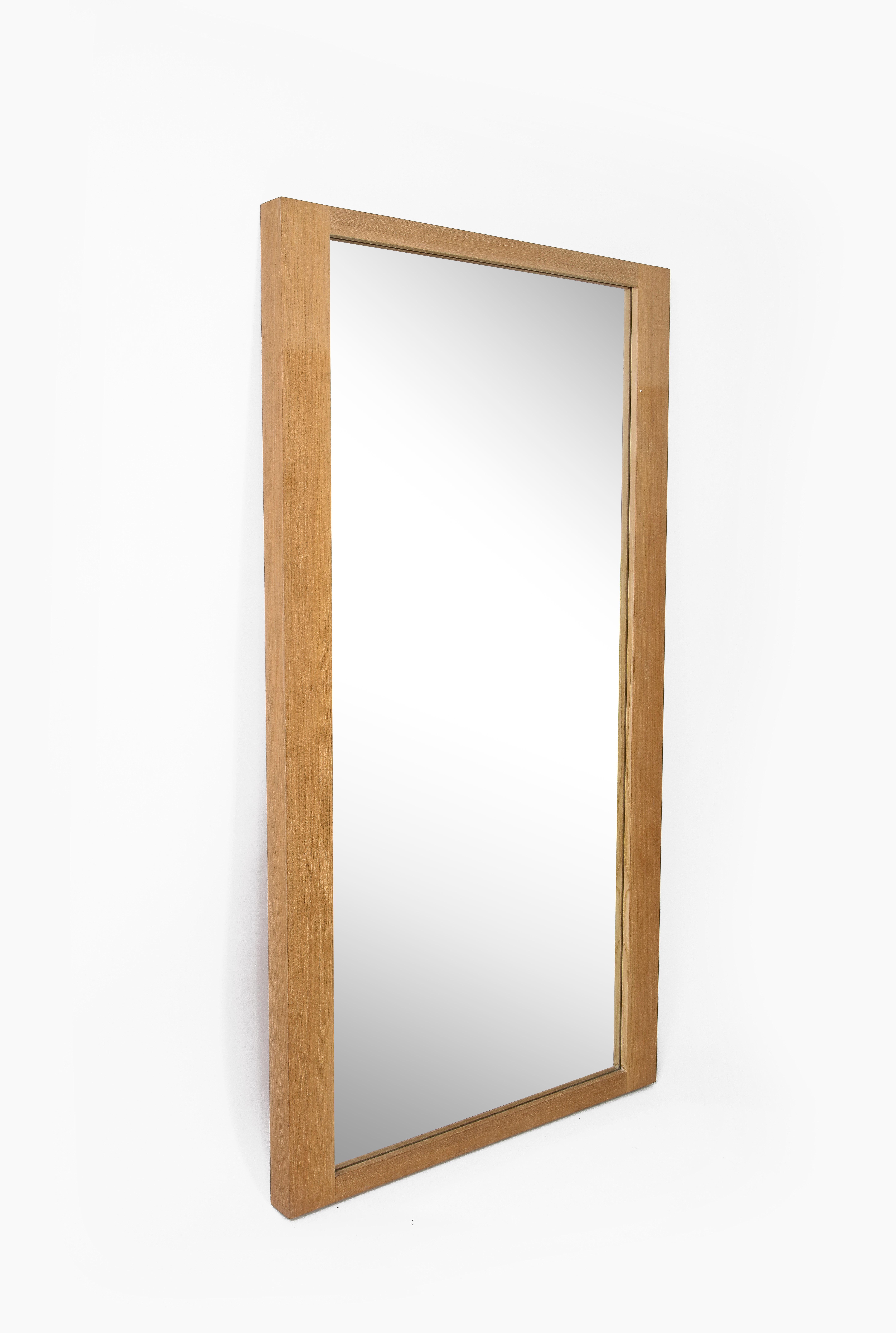 Modern Large MEIER/FERRER Schematic Mirror in Solid Teak For Sale