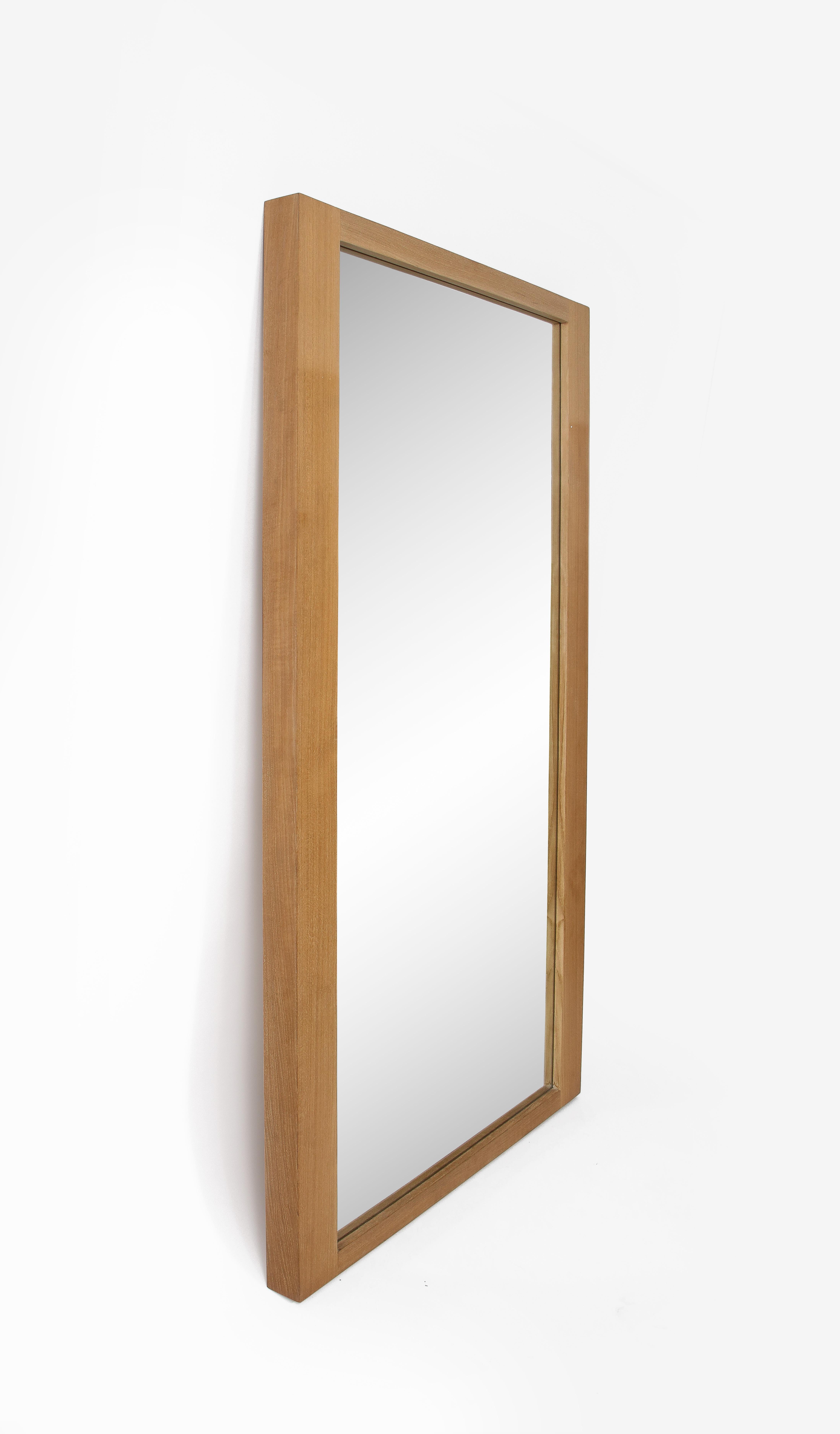 Contemporary Large MEIER/FERRER Schematic Mirror in Solid Teak For Sale