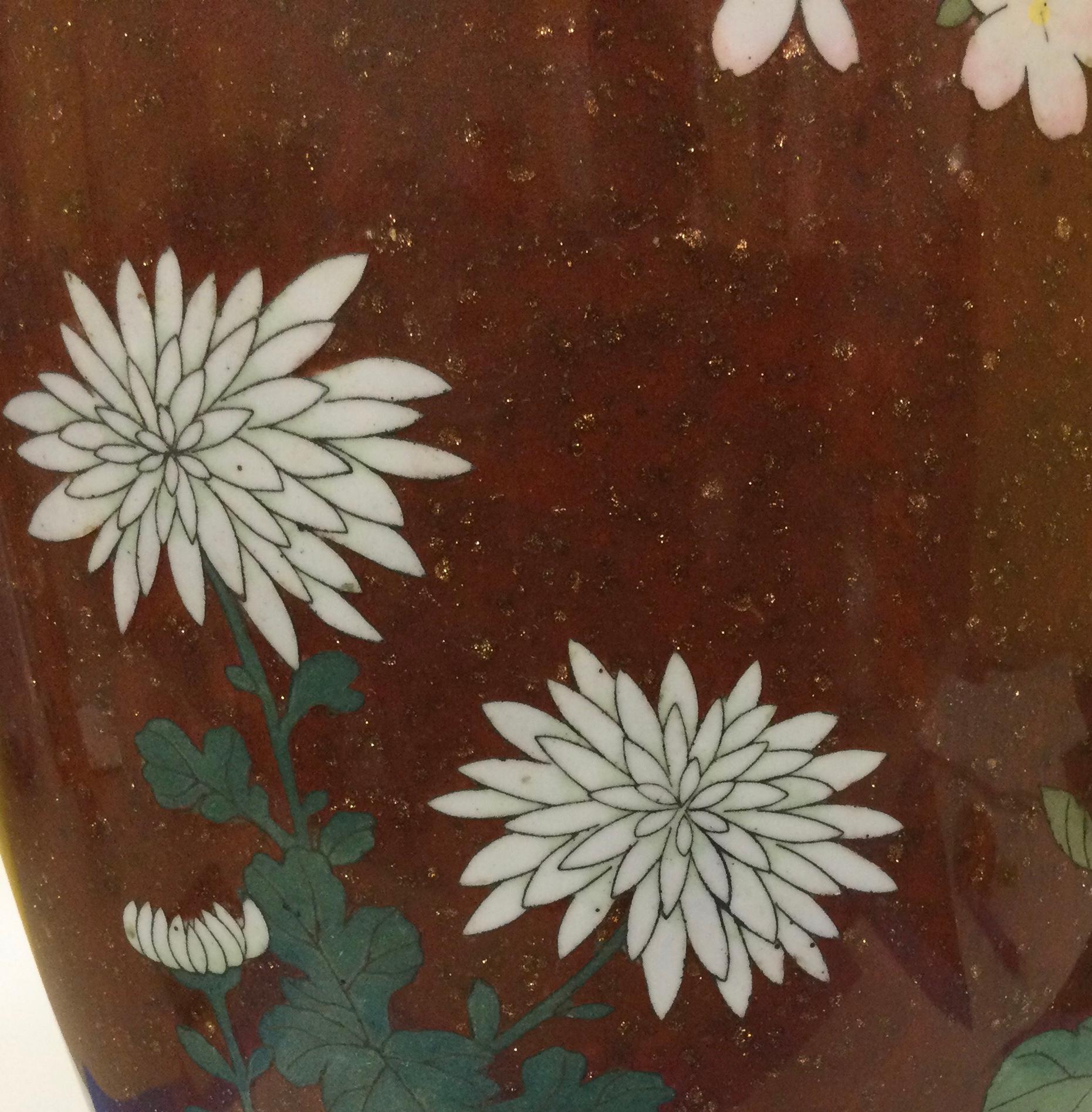 Large Meiji Era Cloisonne Vase with amazing bird decoration  For Sale 1