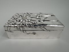 Large Meiji-Era Japanese Silver Box with Bold and Striking Chrysanthemum