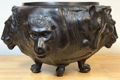 Large Meiji Japanese Bronze Zoomorphic Jardinière Attributed to Genryusai Seiya
