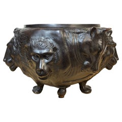 Large Meiji Japanese Bronze Zoomorphic Jardinière Attributed to Genryusai Seiya