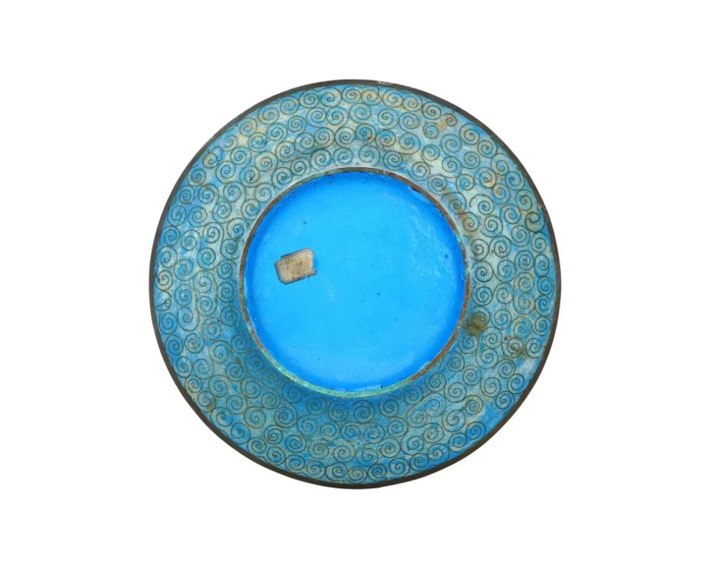 Gran Plato Japonés Meiji de Esmalte Cloisonné Cargador Pescado, Langosta y Gamba Cloissoné en venta