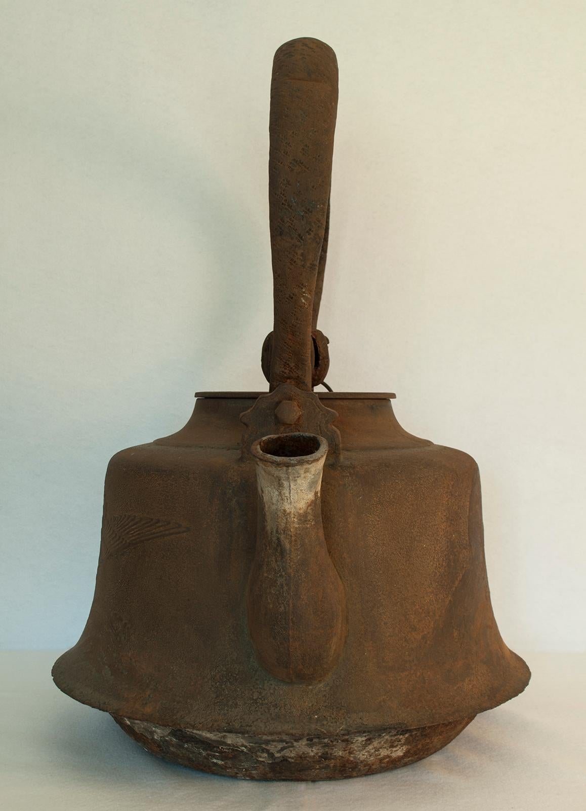 Forged Large Meiji Period Iron Tea Pot, Japan