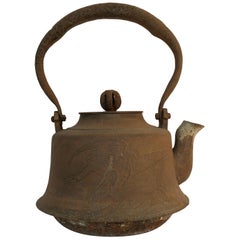 Antique Large Meiji Period Iron Tea Pot, Japan