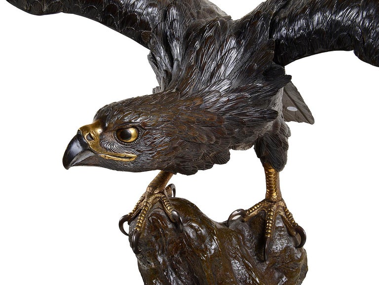 Large Meiji Period Japanese Bronze Eagle, 19th Century For Sale at 1stDibs