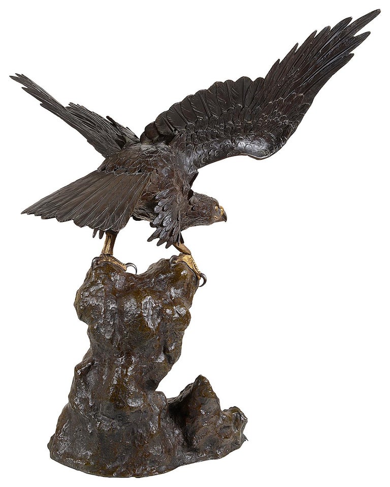 Large Meiji Period Japanese Bronze Eagle, 19th Century For Sale at 1stDibs