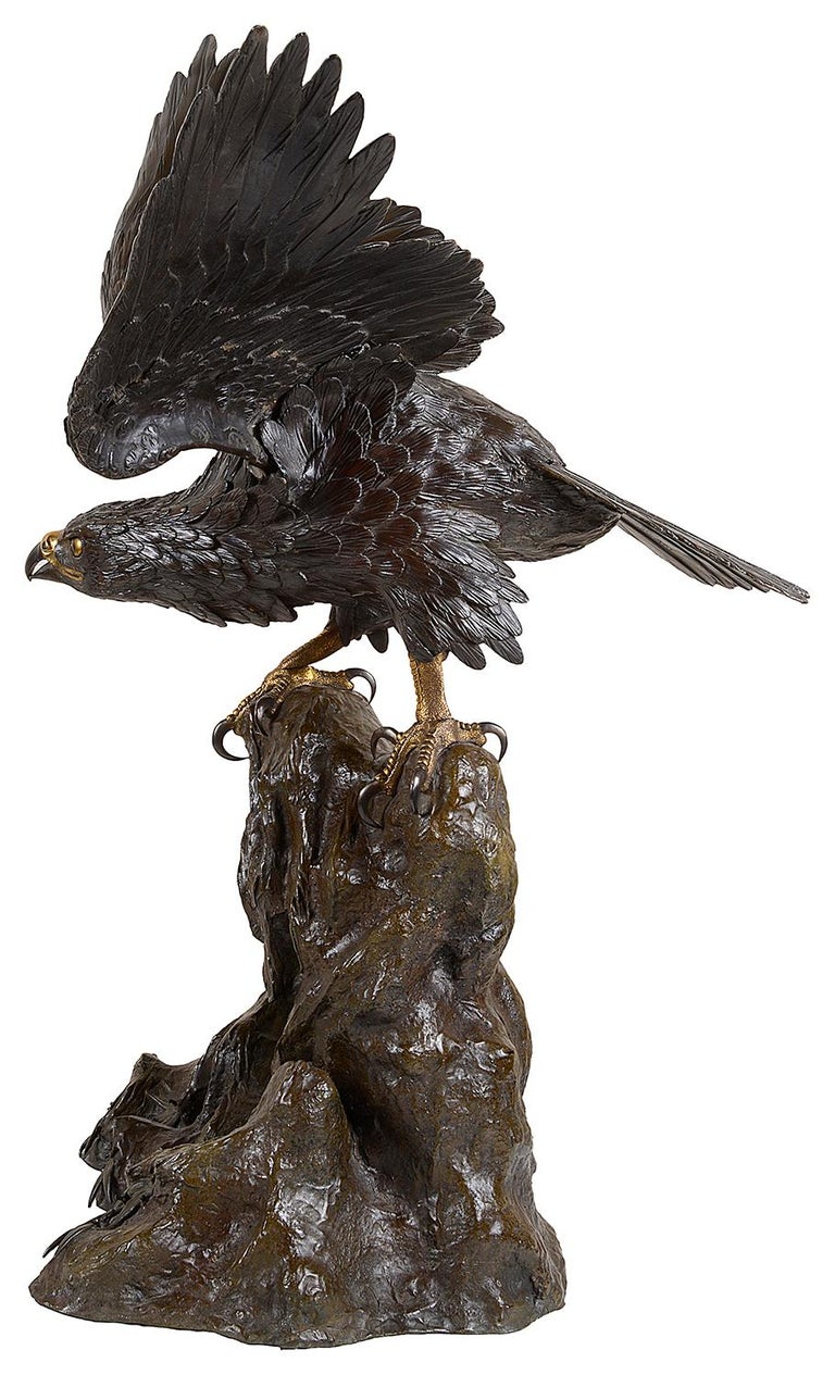 Large Meiji Period Japanese Bronze Eagle, 19th Century For Sale at 1stDibs
