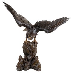 Large Meiji Period Japanese Bronze Eagle, 19th Century